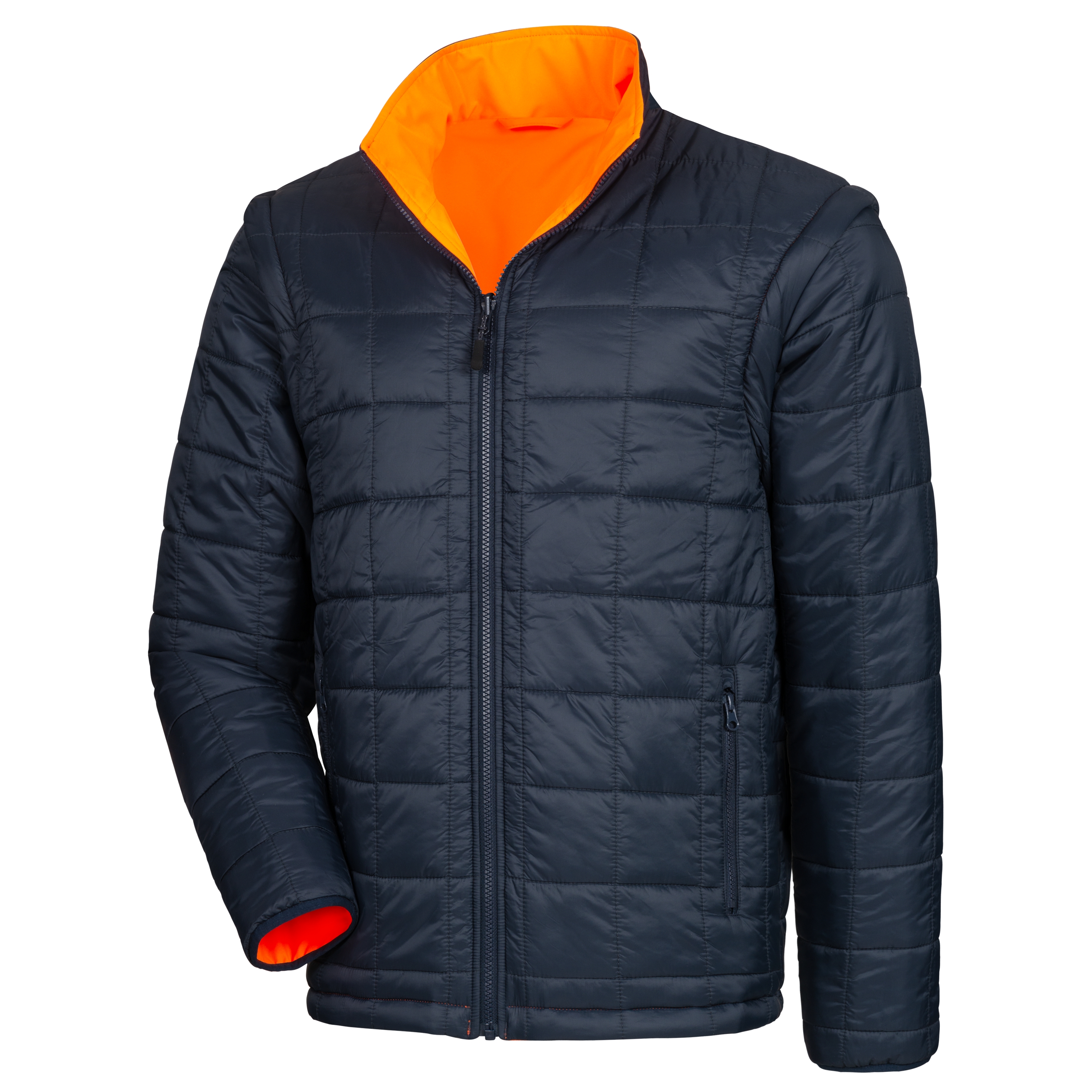 NITRAS MOTION TEX VIZ PLUS, Multifunktions-Warnschutzjacke, neonorange / marineblau (Farbcode: 4121), EN ISO 20471, EN 343