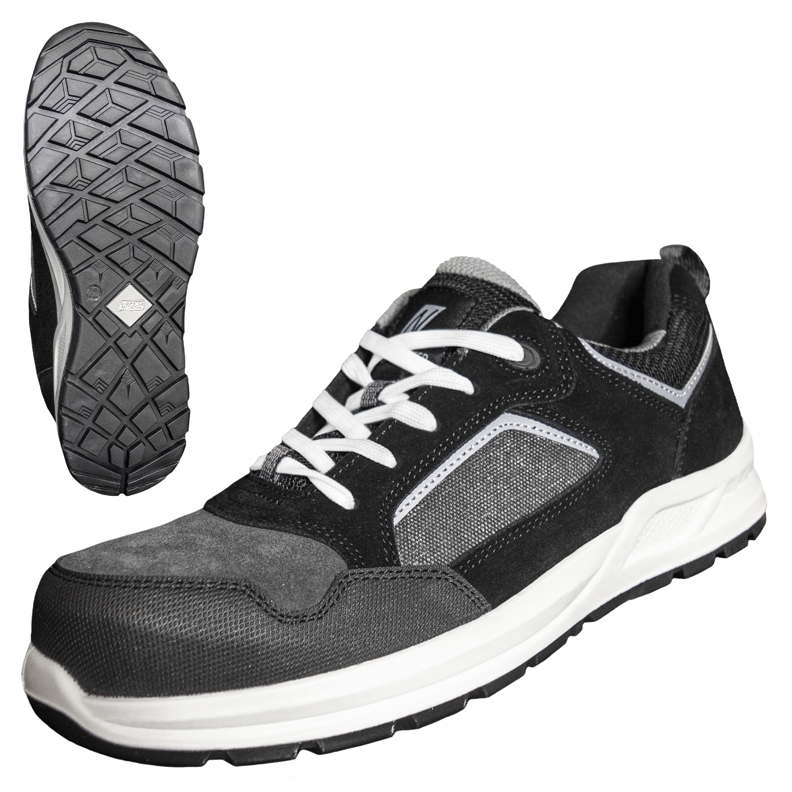 NITRAS CLASSIC STEP, S1P Sicherheitshalbschuhe, grau / schwarz, EN ISO 20345, EN 61340-4-3, DGUV Regel 112-191