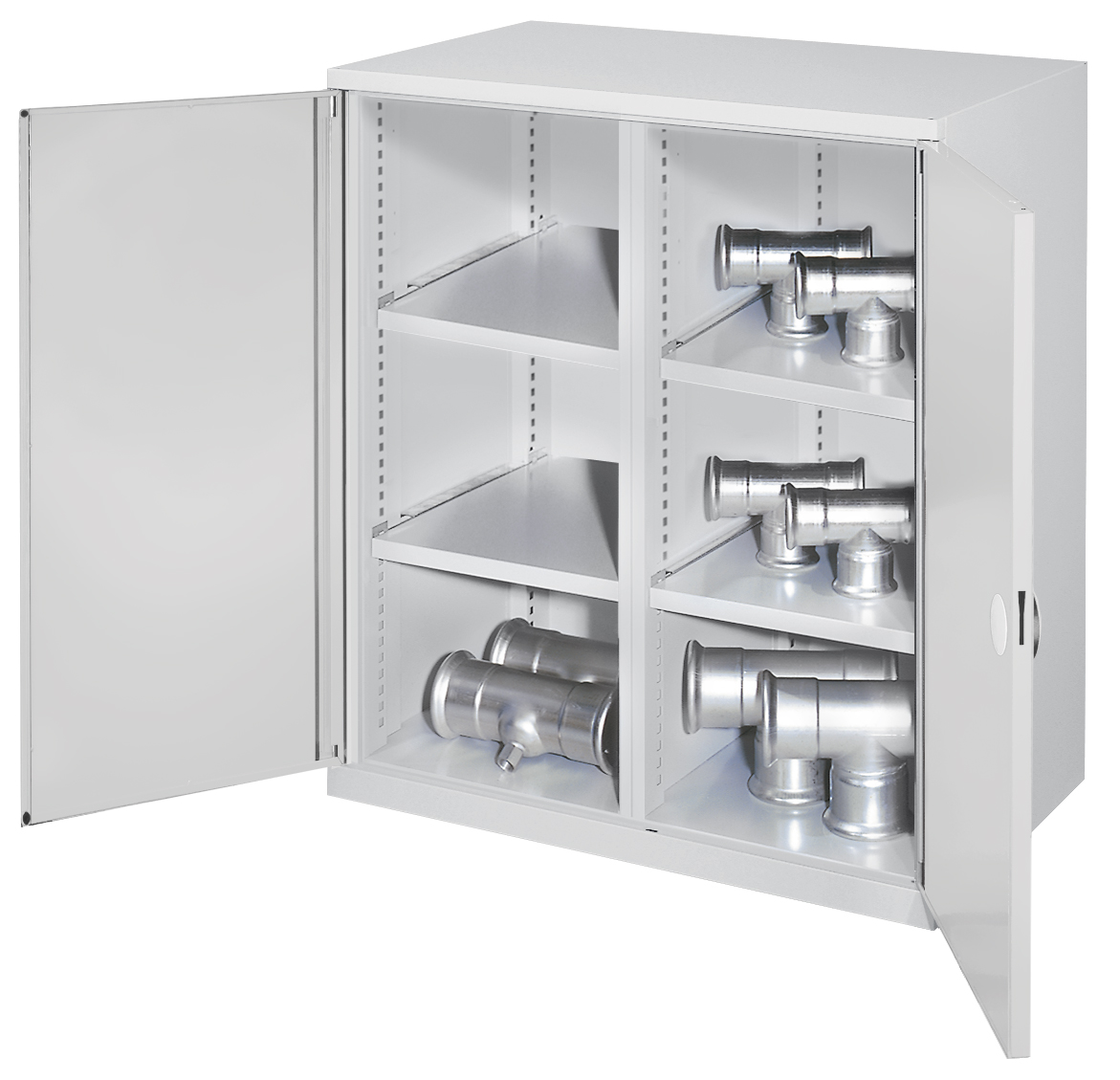 Der Schwerlast-Beistellschrank Modell 75 von Kappes Systeme GmbH bietet robuste Lagerung mit 1,65 Tonnen Kapazit?t, verstellbaren Fachb?den und sicherem Zylinderschloss.