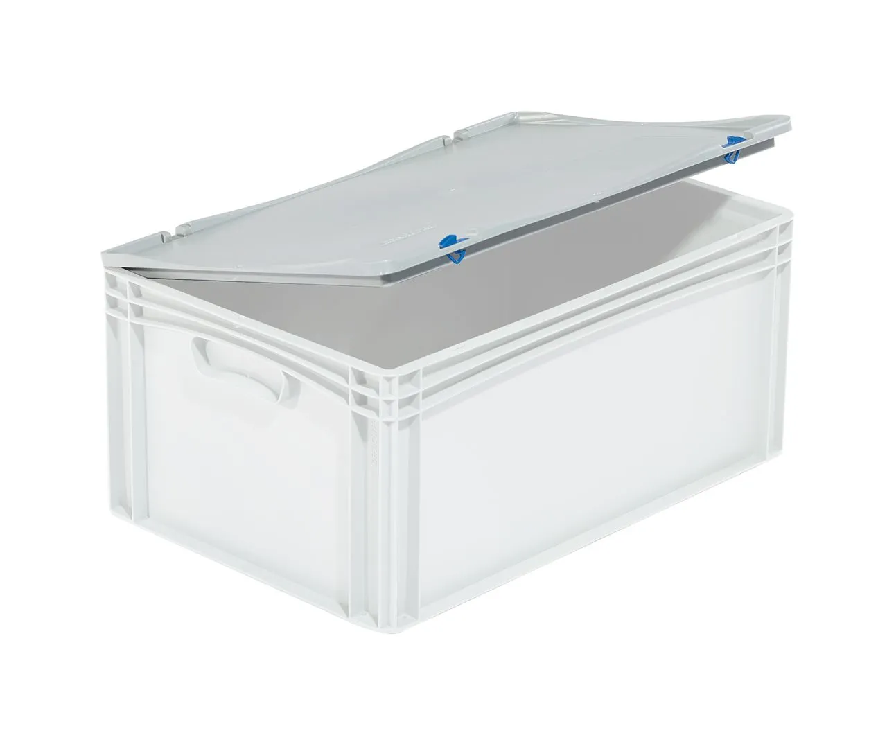 Grauer Scharnierdeckel basicline/lightline von Bekuplast, 600x400 mm, robustes Kunststoffmaterial, idealer Schutz f?r Euro-Norm-Beh?lter in Industrie und Logistik.