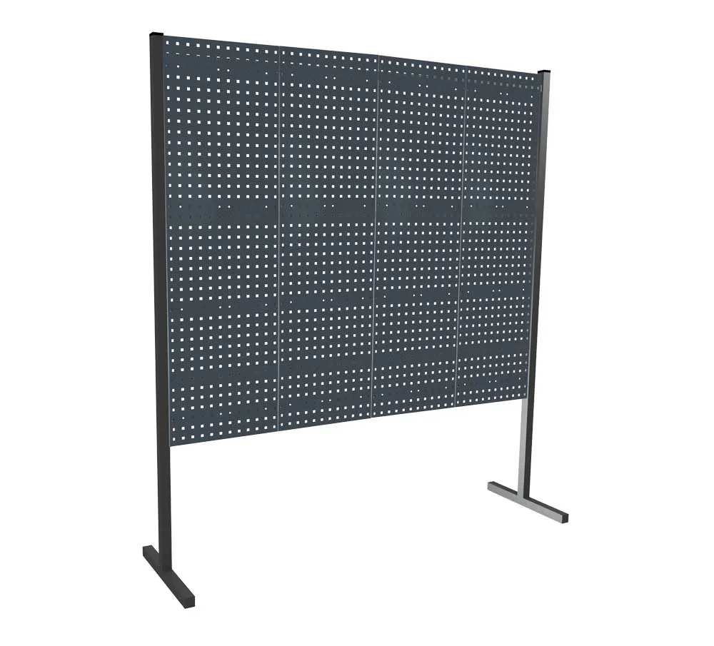 Das ®RasterPlan Trennwand Einzelfeld von Kappes Systeme GmbH in RAL 7016, 2000x1500 mm, mit 4 Lochplatten, bietet flexible Raumtrennung für Büros und Werkstätten.