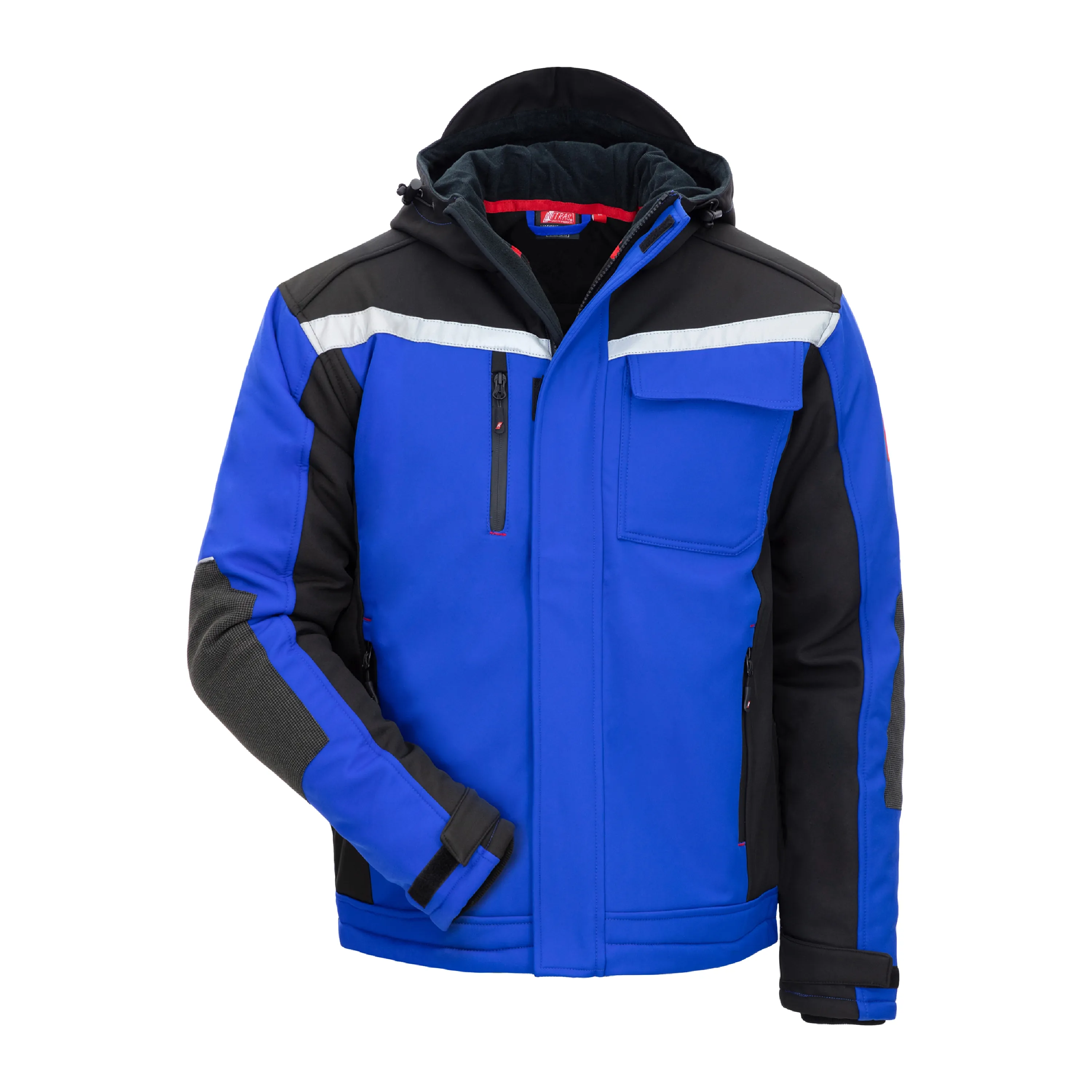 Die NITRAS MOTION TEX PLUS Winter-Softshelljacke in k?nigsblau/schwarz bietet Komfort und Schutz mit wasser- und windabweisendem Material und w?rmendem Futter.