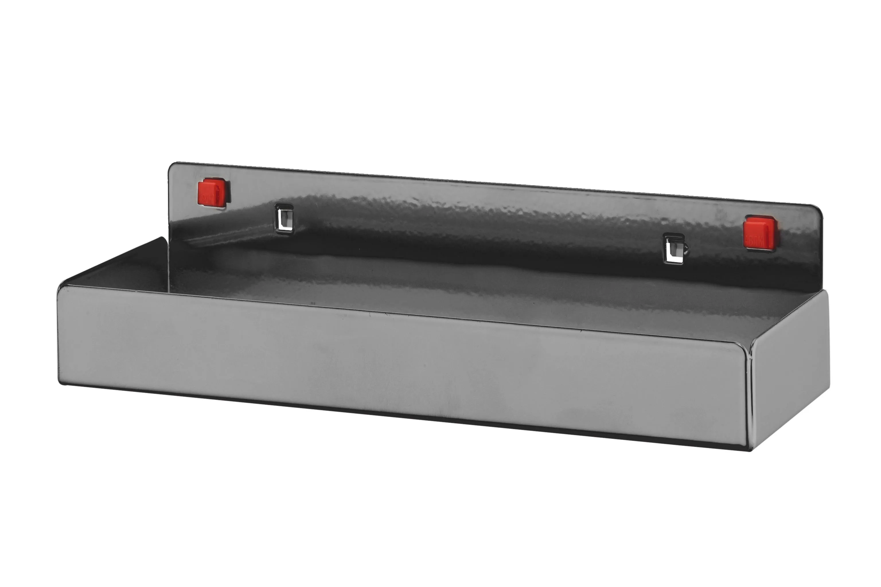 Die kleine ABAX? Ablagebox in Anthrazitgrau misst 250x80x35 mm und bietet werkzeuglose Montage, kompatibel mit dem ?RasterPlan System von Kappes Systeme GmbH.