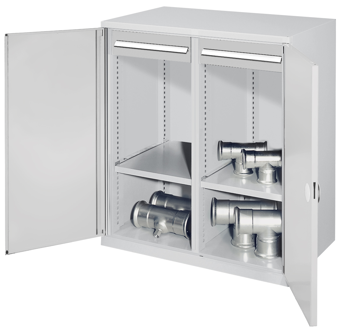 Der Schwerlast-Beistellschrank Modell 73 von Kappes Systeme bietet robuste Stahlkonstruktion, flexible Innenausstattung und hohe Sicherheit für industrielle Anwendungen.