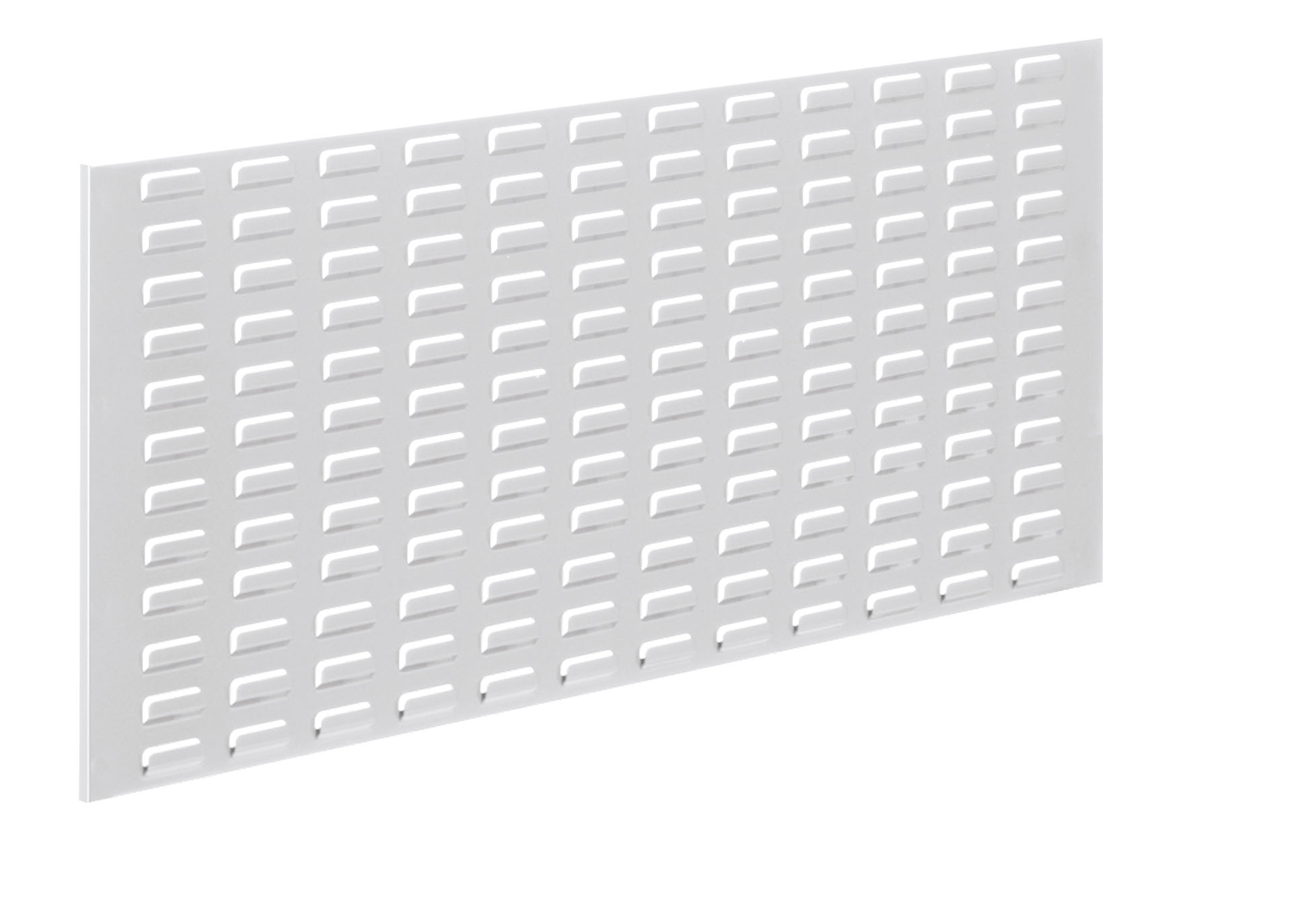 Die lichtgraue ®RasterPlan Schlitzplatte (1000x450 mm) von Kappes Systeme GmbH bietet robuste, flexible Organisation für Werkzeuge und Kleinteile in Werkstätten.