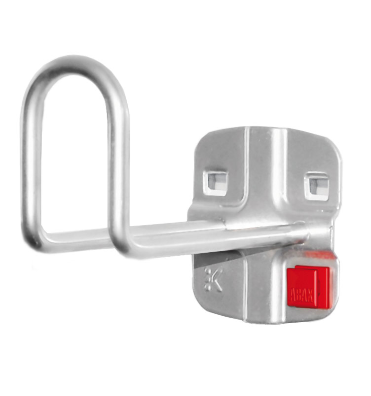 Der ABAX® Kabelhalter in Alufarbe, 100 mm lang, bietet werkzeuglose Montage und Flexibilität, kompatibel mit dem ®RasterPlan System von Kappes.
