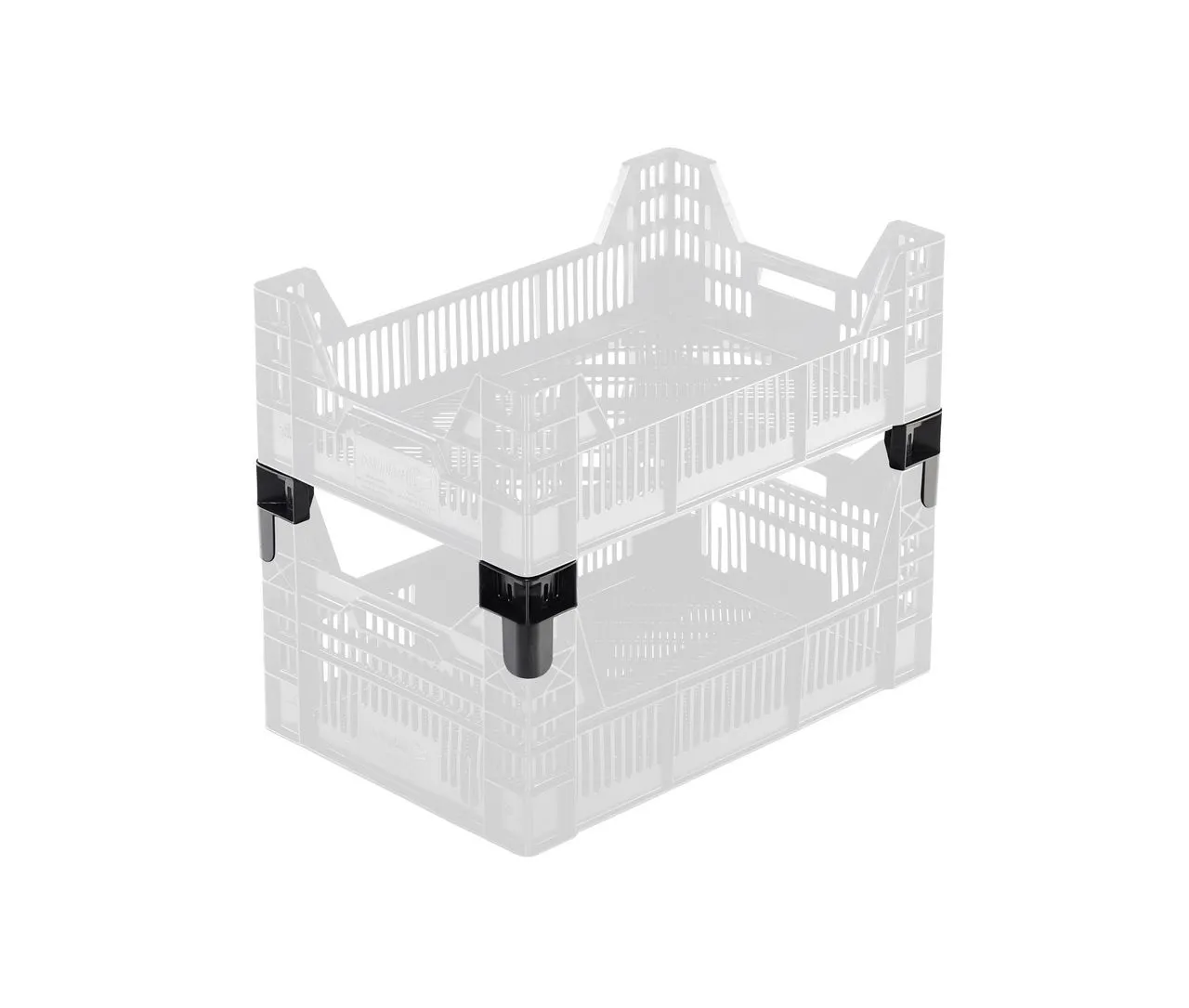 Bekuplast Eckaufs?tze erh?hen Kisten um 50 mm, aus robustem HDPE, 68x68x107 mm, 45 g, schwarz. Ideal f?r stabilen Schutz und einfache Lageroptimierung.