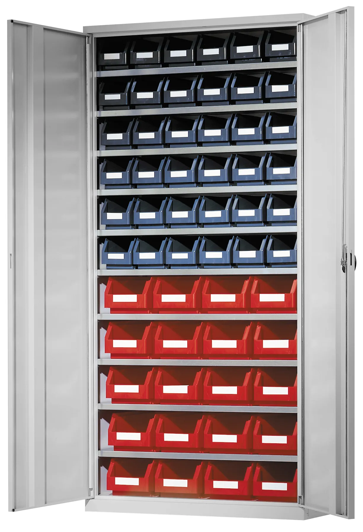 Ordnungsschrank Modell 43 von Kappes Systeme: Robuste Stahlkonstruktion, verstellbare Fachböden, verstärkte Türen, ideal für sichere, effiziente Lagerung.