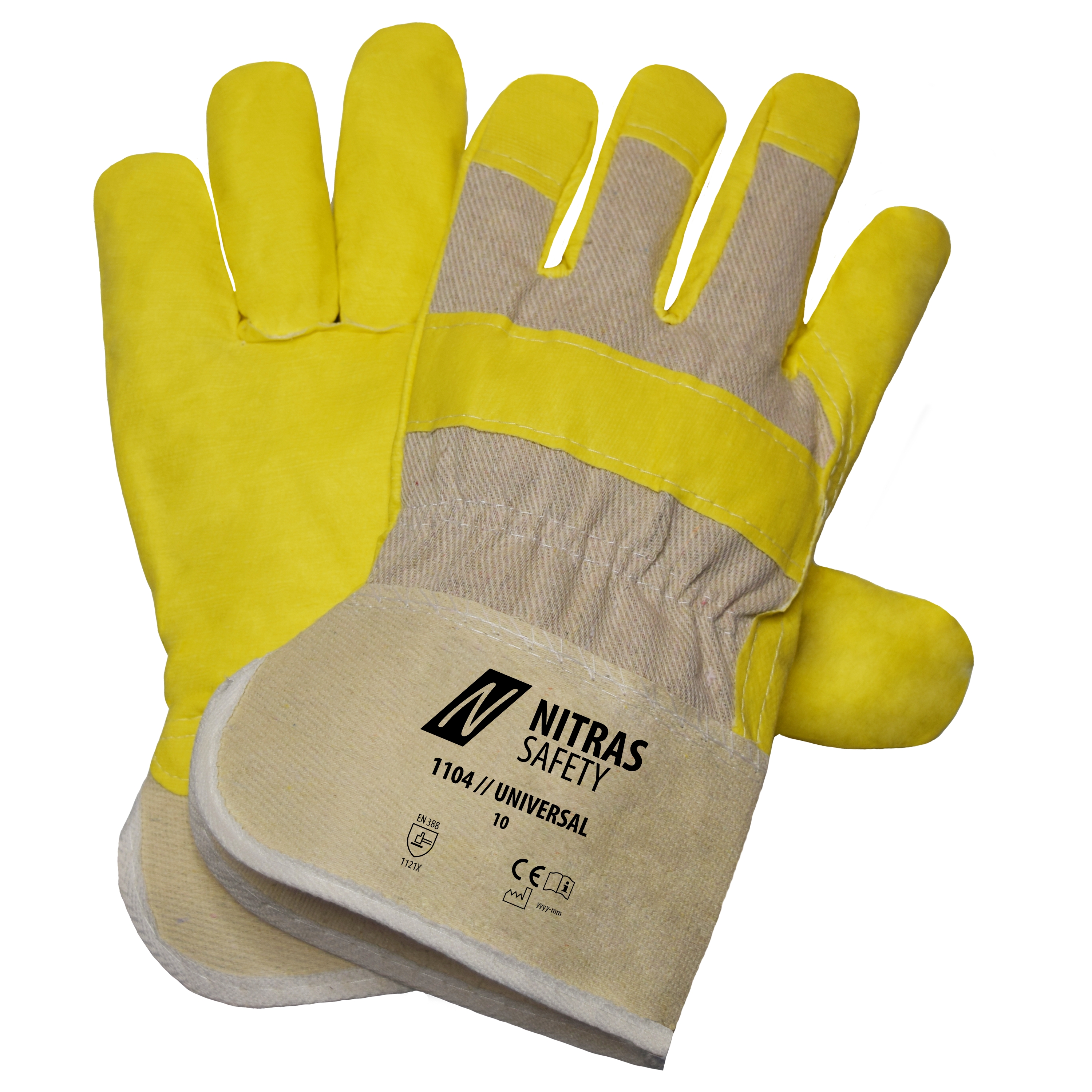 NITRAS UNIVERSAL, Kunstlederhandschuhe, naturfarben / gelb, EN 388