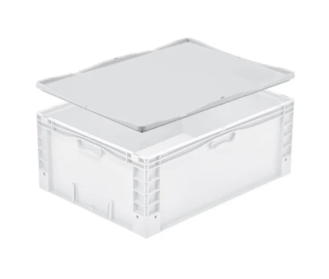 Der Scharnierdeckel Basicline Plus von Bekuplast, 800x600 mm, aus robustem PP-C, bietet zuverl?ssigen Schutz und einfache Handhabung f?r Gro?beh?lter.