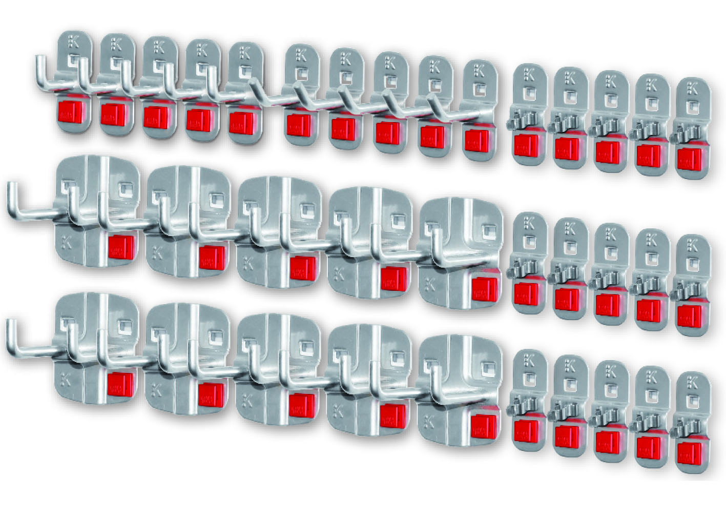 Das 35-teilige ®RasterPlan/ABAX Werkzeughalter-Sortiment in Alufarbe von Kappes bietet eine innovative, werkzeuglose Lösung für effiziente Werkzeugorganisation.