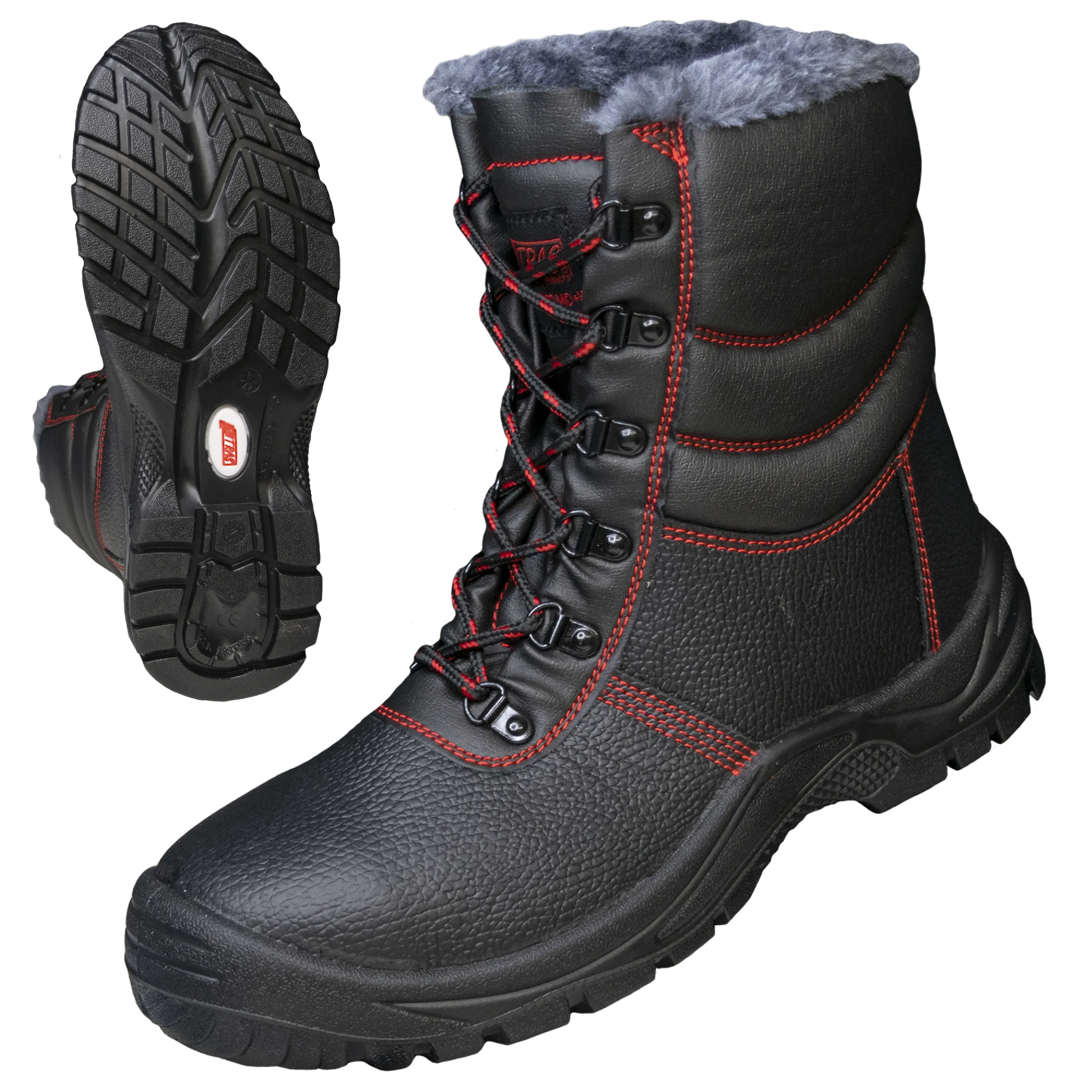 NITRAS BASIC STEP MID+ W Sicherheitswinterstiefel aus schwarzem Vollleder bieten optimalen Schutz mit Stahlzehenkappe und Winterfutter f?r kalte Arbeitsbedingungen.