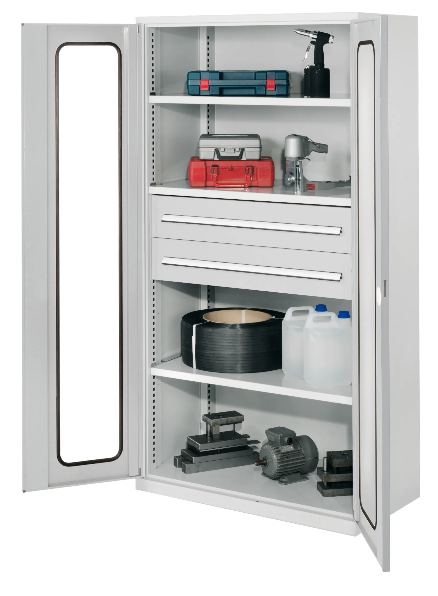 Der Schwerlastschrank Mod 42 von Kappes Systeme GmbH bietet robuste Lagerung mit Sichtfenstert?r, verzinkten Fachb?den und Schubladen, belastbar bis 1,65 Tonnen.