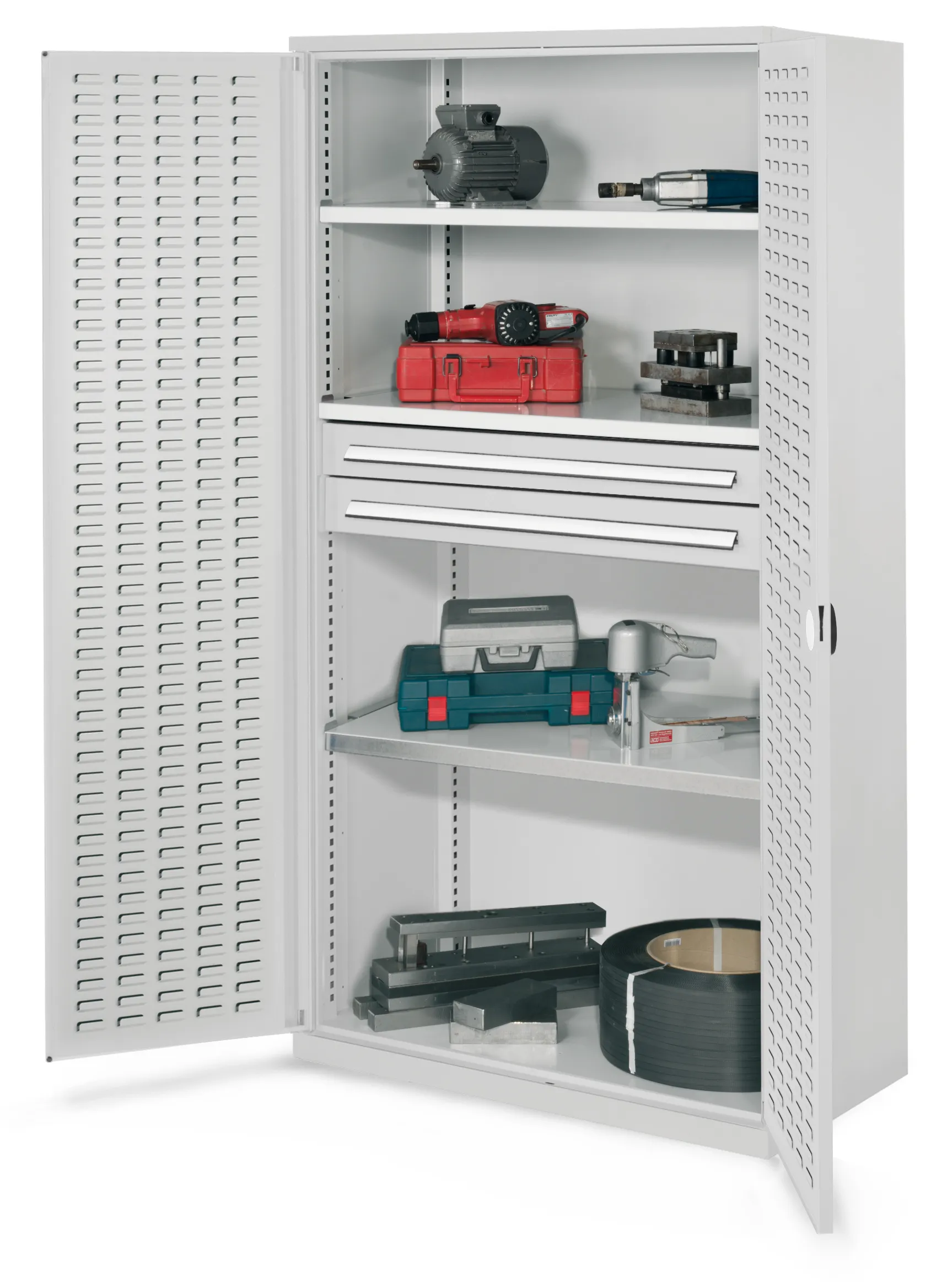 Der Schwerlastschrank Mod 45 von Kappes Systeme GmbH bietet robuste Aufbewahrung mit 1,65 Tonnen Tragkraft, verstellbaren Fachb?den und verst?rkten T?ren.