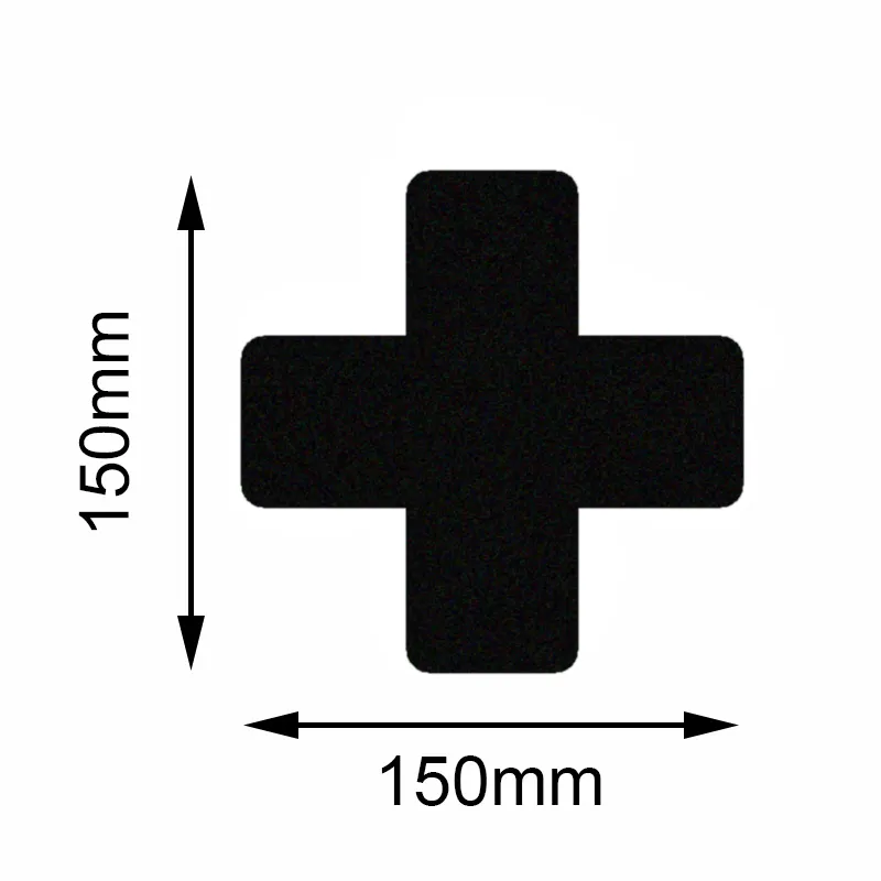 Bodenmarkierer Safety Schwarz mit Kreuzmuster, 150x150mm, 10er Set. Rei?fest, rutschhemmend, selbstklebend, ideal f?r industrielle Bodenkennzeichnung. Marke: Mehlhose.