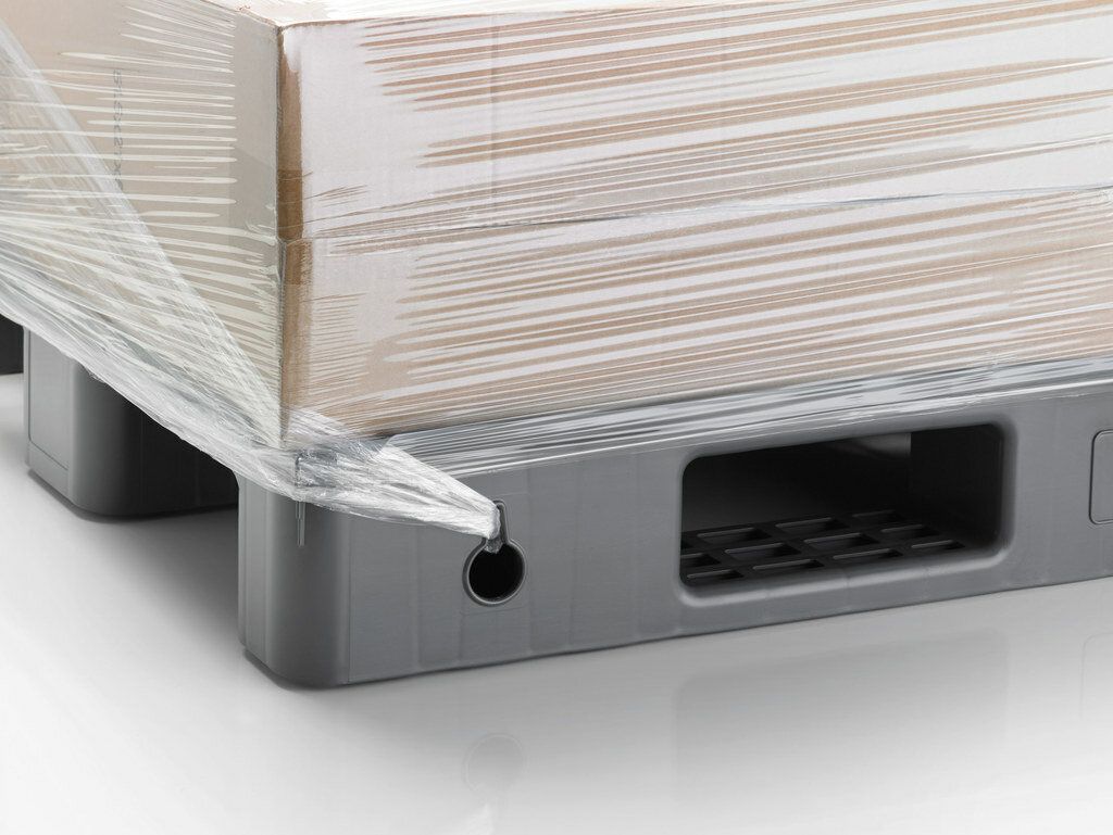 Kunststoff Europaletten SL1 1200 x 800 x 120 mm, HDPE G basaltgrau 7mm – Ansicht 2