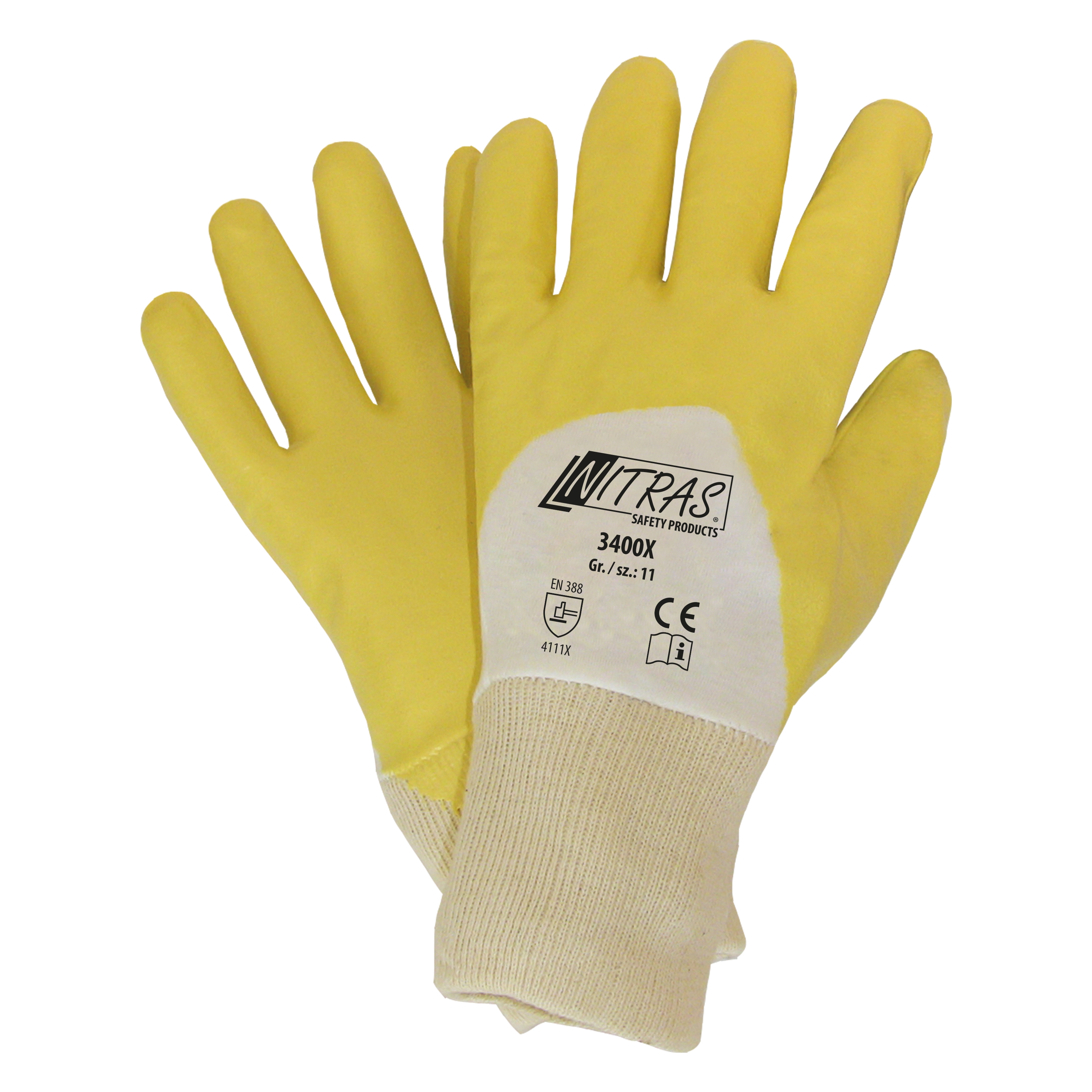 NITRAS Premium-Nitrilhandschuhe, weiß / gelb, EN 388, OEKO-TEX
