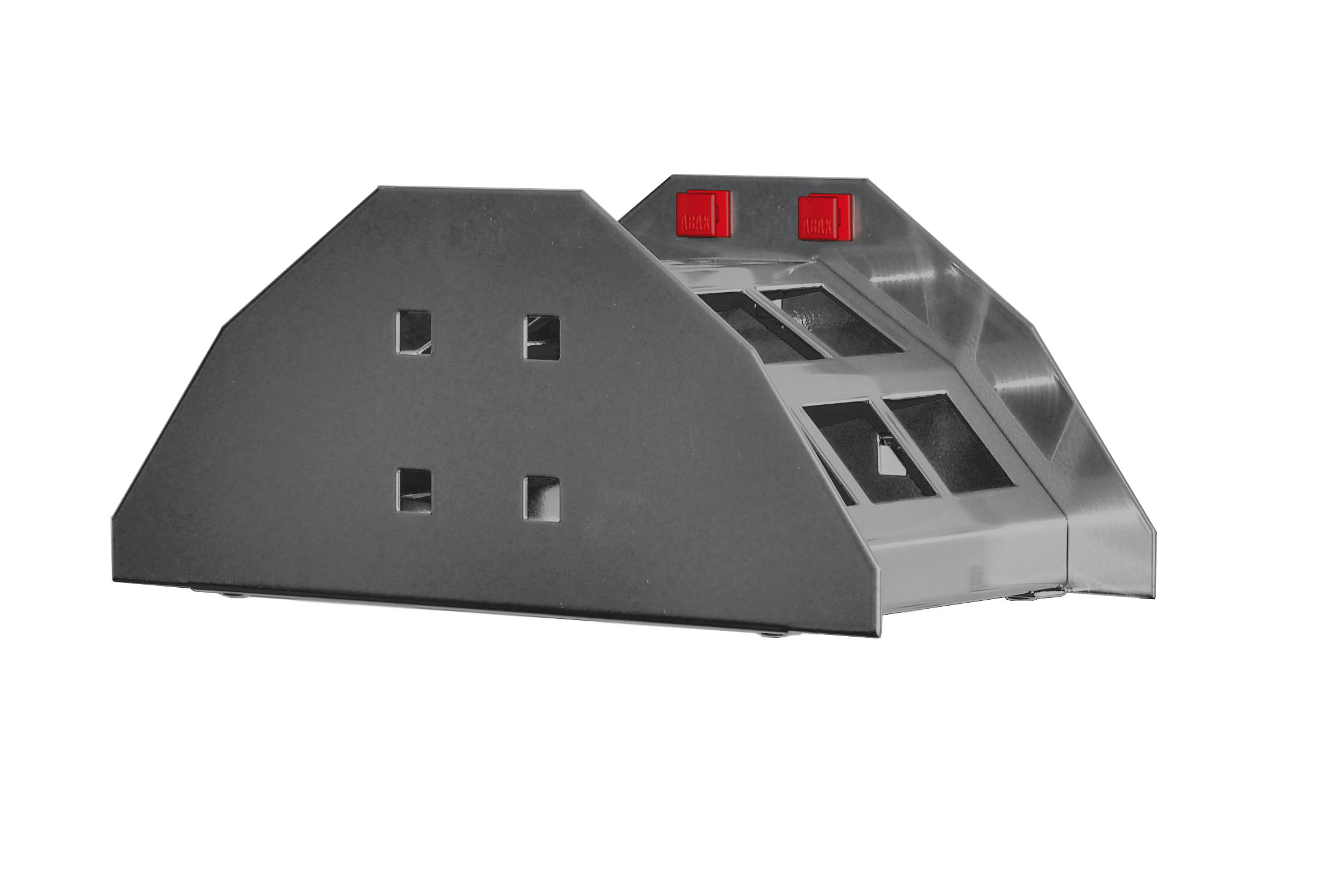 ABAX® Schlauchhalter in Anthrazitgrau, 230x125 mm, bietet werkzeuglose Montage und Flexibilität. Kompatibel mit ®RasterPlan, ideal für effiziente Organisation.