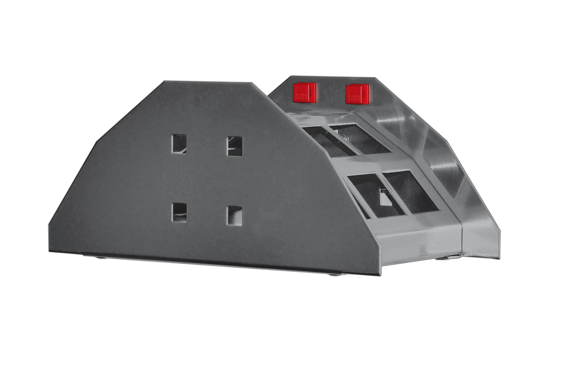 ABAX® Schlauchhalter in Anthrazitgrau, 230x125 mm, bietet werkzeuglose Montage und Flexibilität. Kompatibel mit ®RasterPlan, ideal für effiziente Organisation.