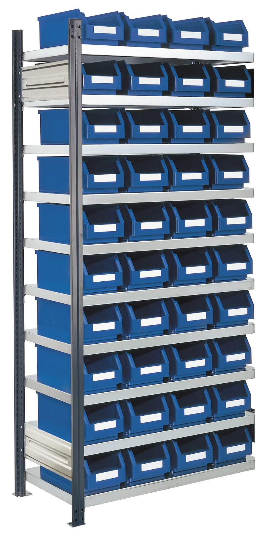 RasterPlan Steckregal von Kappes: 2000x1000x400 mm, anthrazitgrau, mit 40 Lagersichtk?sten. Einfache Montage, 125 kg Tragkraft pro Fachboden, ideal f?r Industrie.