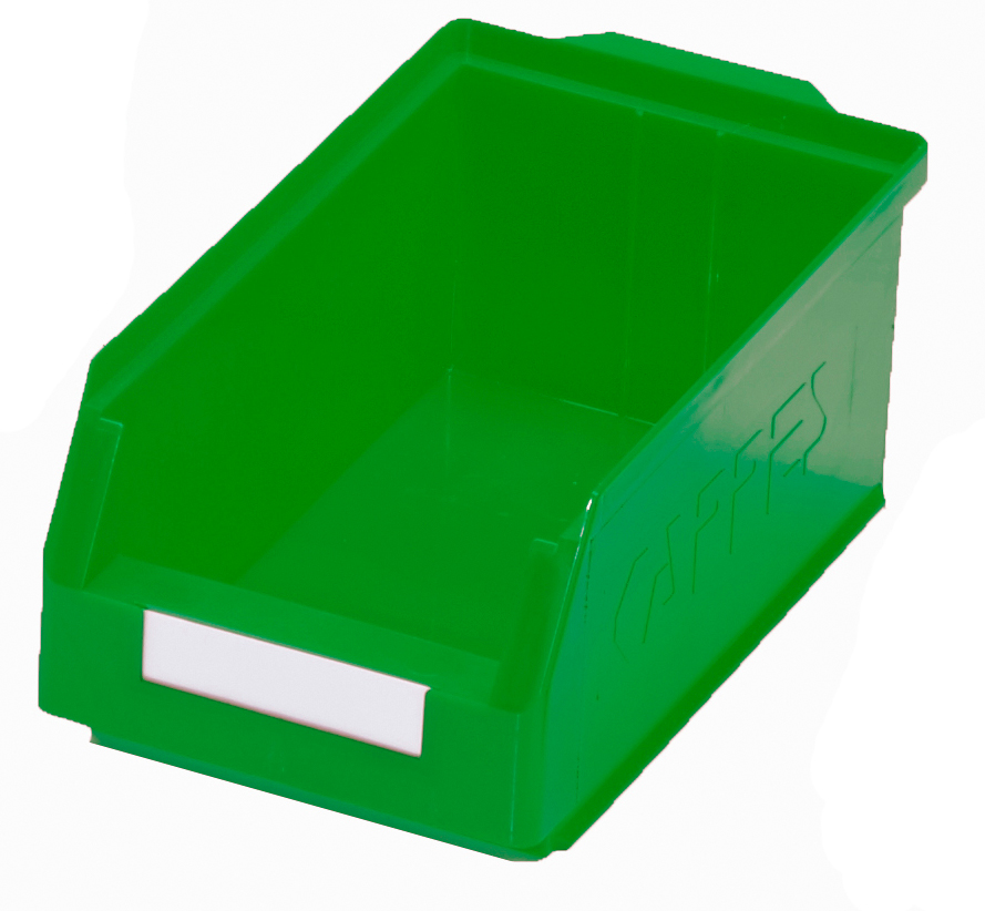 Der grüne ®RasterPlan Lagersichtkasten Gr. 4 von Kappes Systeme GmbH bietet mit 350x200x150 mm eine robuste, vielseitige Lösung für die Aufbewahrung kleiner Teile.