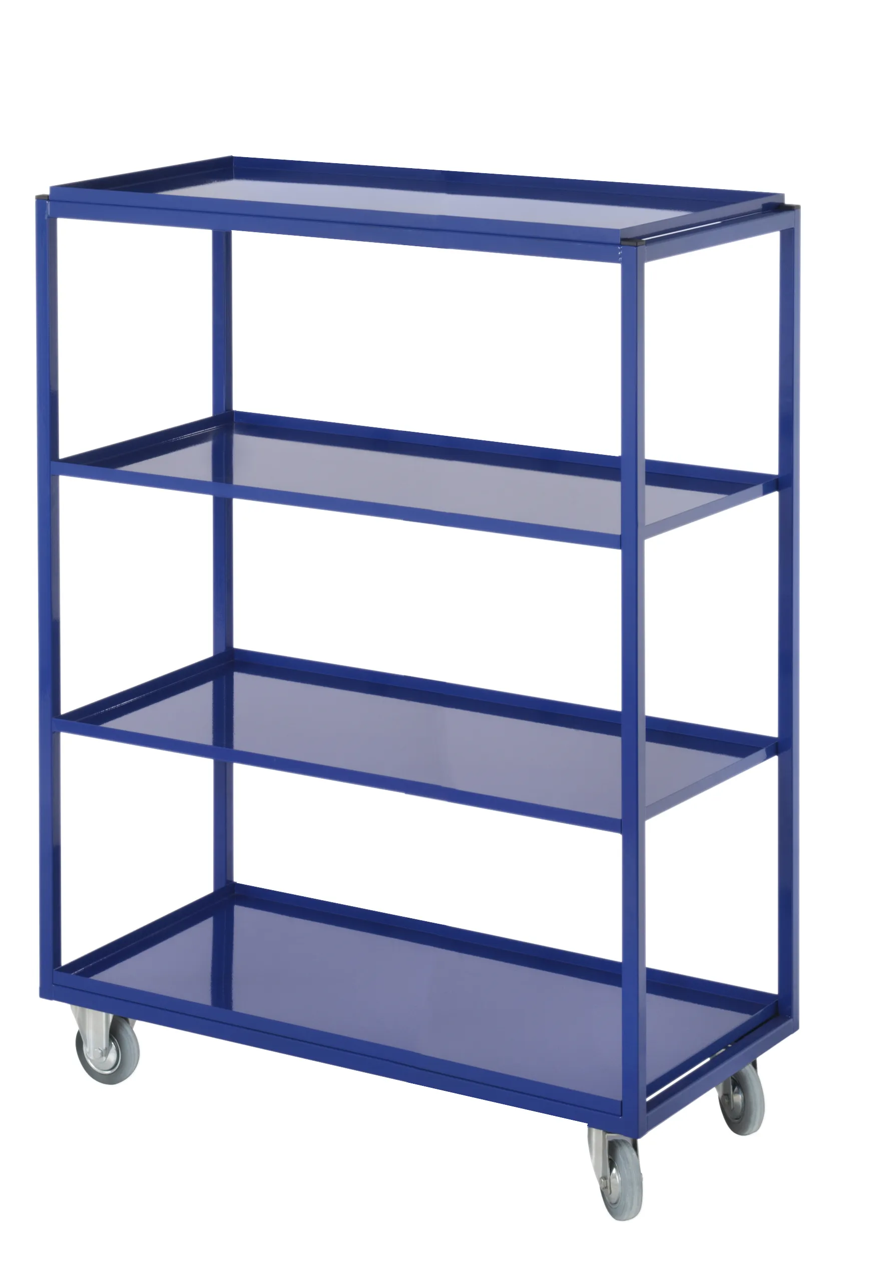 Der Beistell- und Kommissionierwagen Modell 16 von Kappes Systeme GmbH bietet robuste Stahlkonstruktion, enzianblaue Beschichtung und flexible Fachb?den.