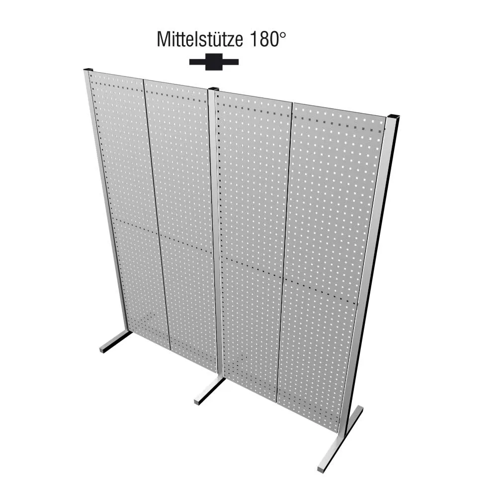 Produktbild des ?RasterPlan Trennwandsystems mit alufarbener Mittelst?tze, ideal f?r flexible Raumtrennungen in B?ros und Werkst?tten, von Kappes Systeme GmbH.