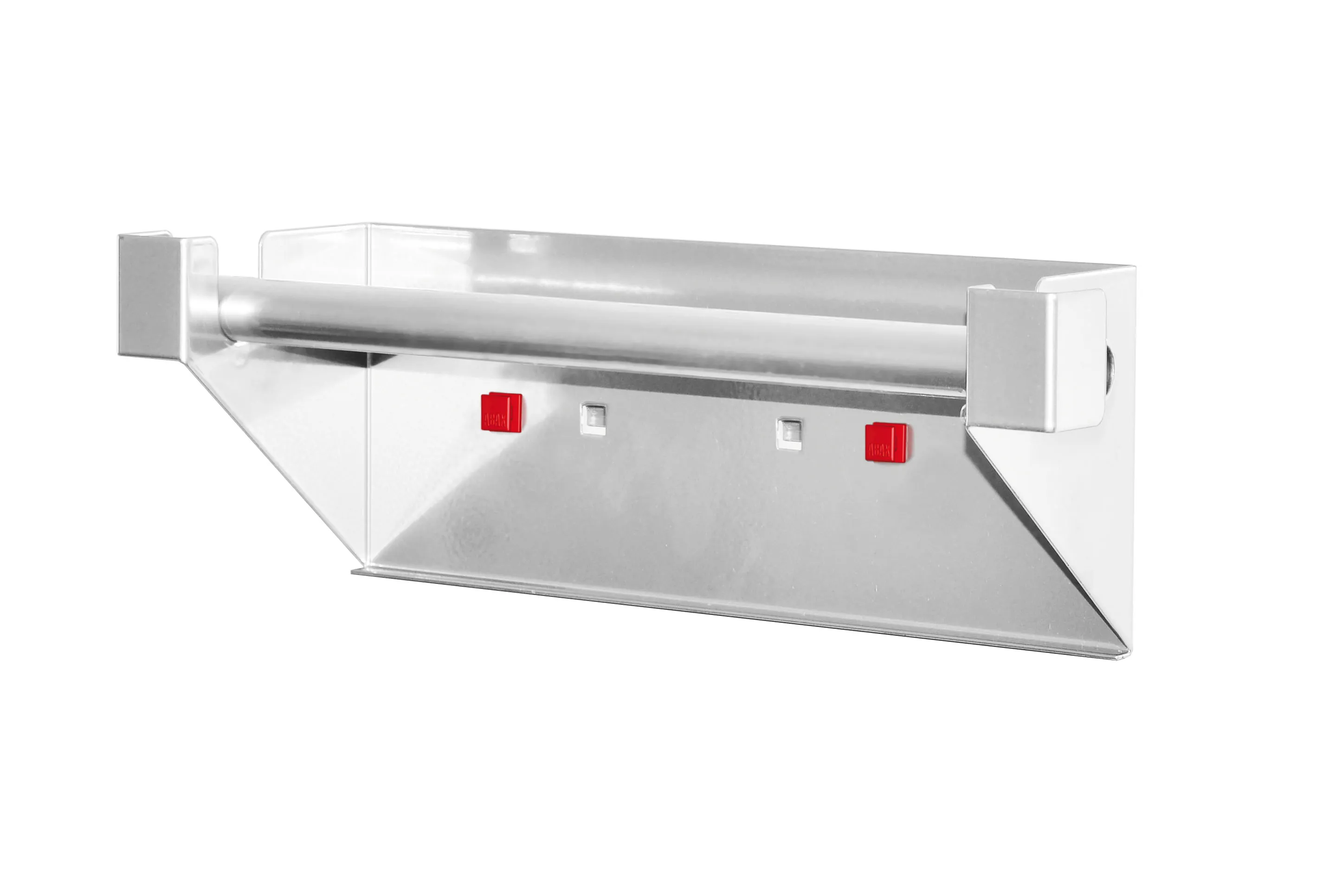Der ABAX? Abrollhalter von Kappes: 355 mm breit, 100 mm tief, 120 mm hoch, in Alufarben. Kompatibel mit ?RasterPlan f?r werkzeuglose, flexible Montage.