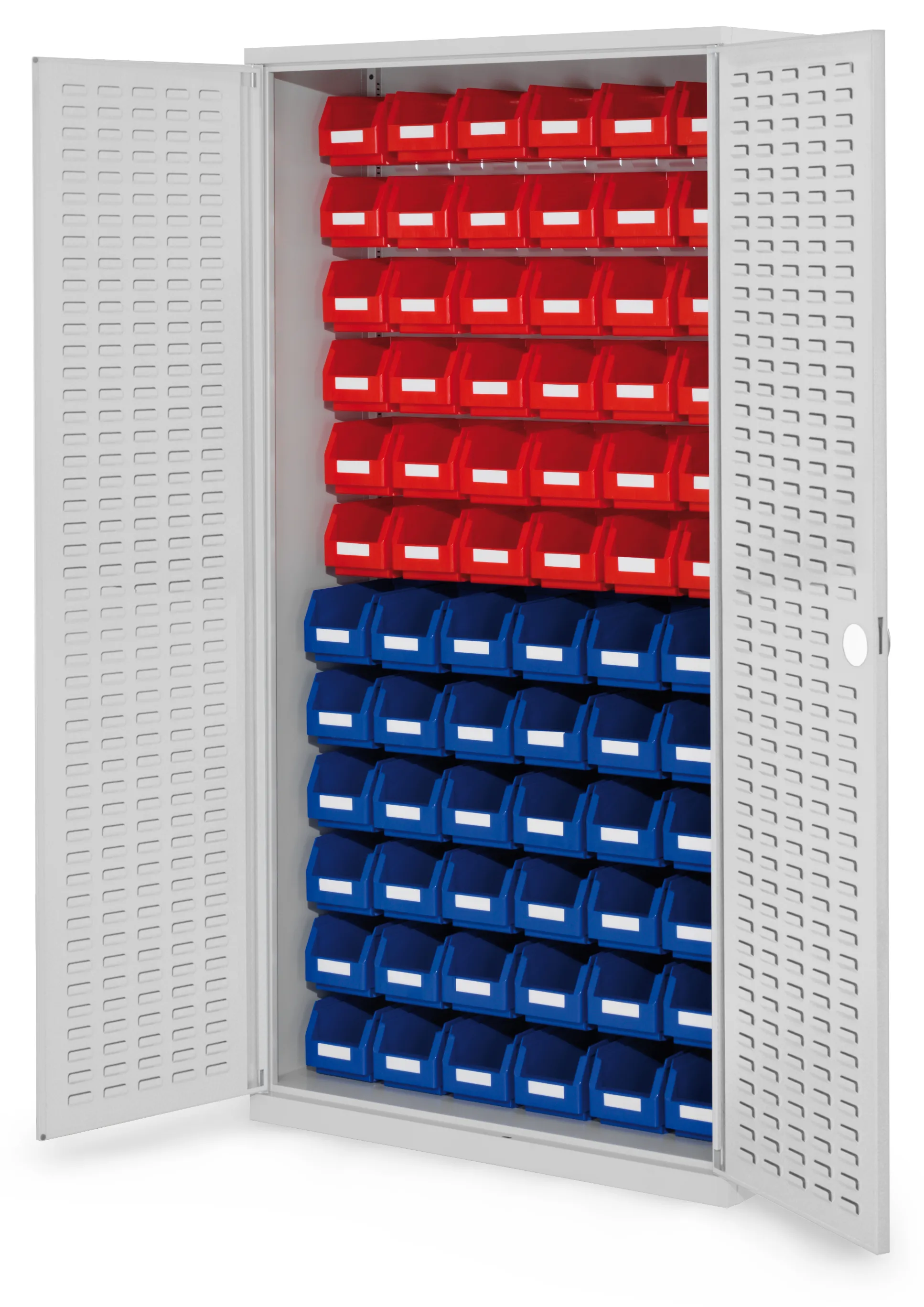 Der ?RasterPlan Schlitzplattenschrank von Kappes Systeme GmbH bietet eine robuste, platzsparende Lagerl?sung mit verst?rkten T?ren und flexiblem Innenraum f?r Industrieanwendungen.