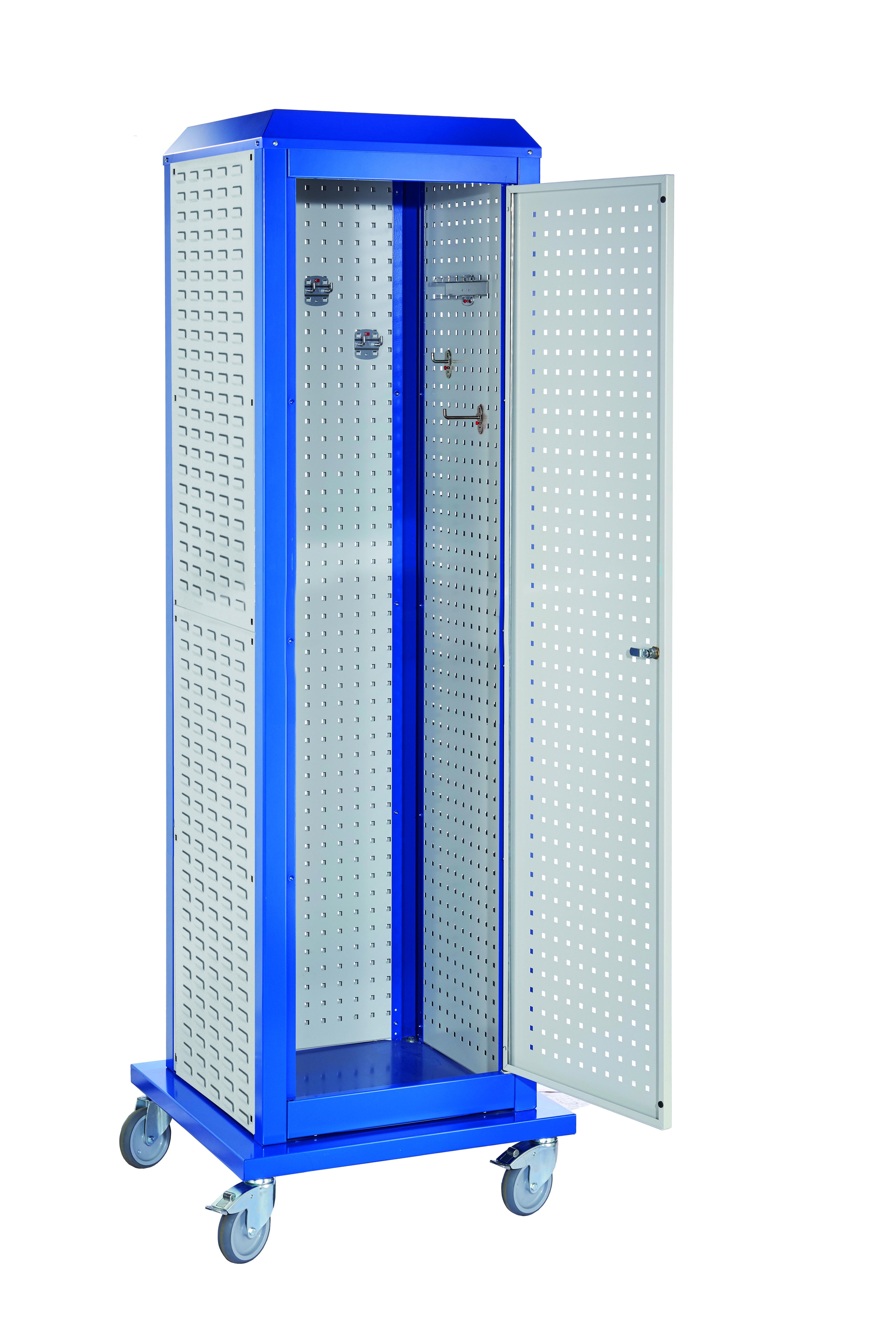 Der mobile ®RasterPlan ToolTower von Kappes Systeme GmbH bietet flexible, robuste Werkzeuglagerung mit anpassbaren Lochplatten und kratzfester Beschichtung.