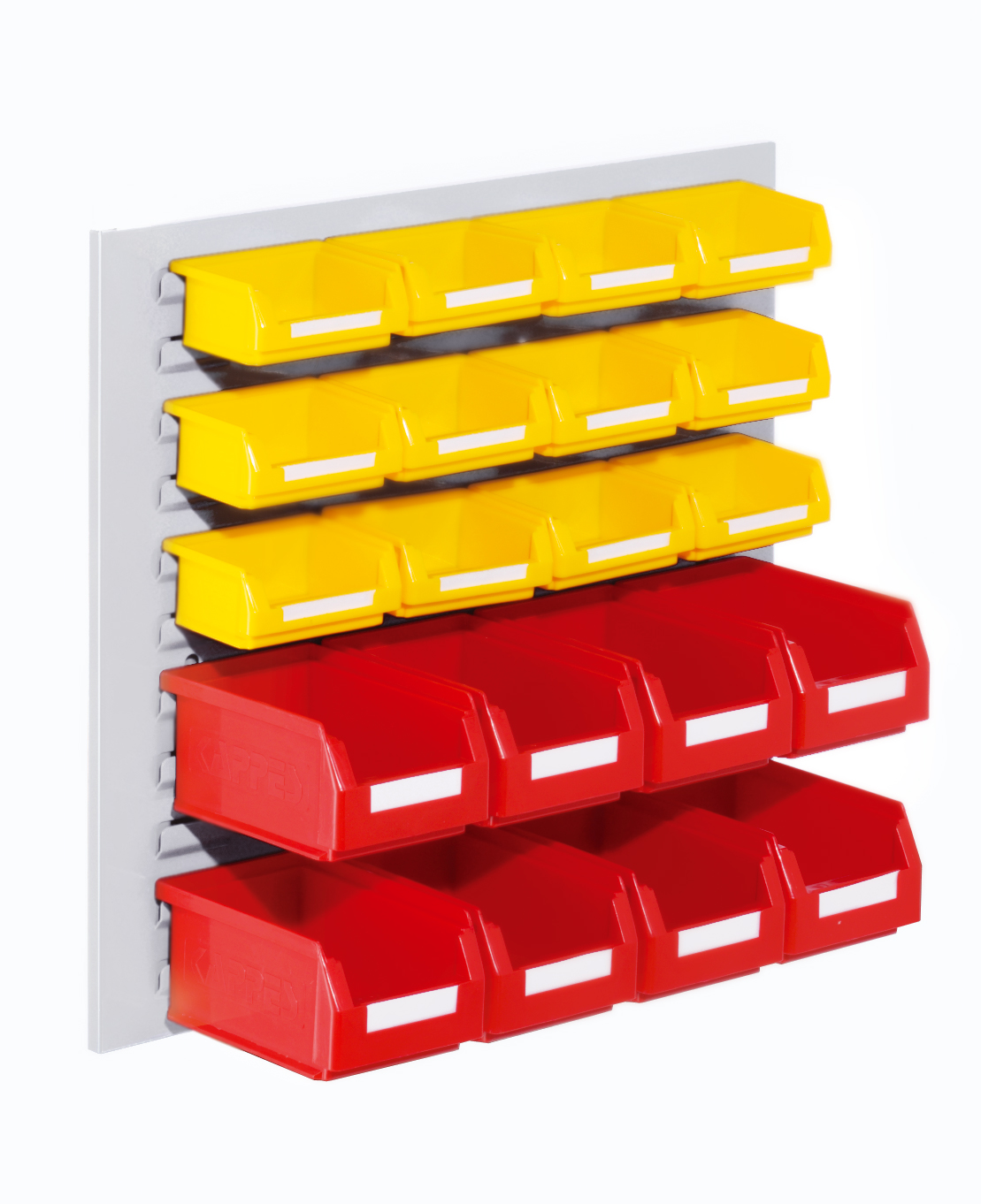 Das ®RasterPlan Schlitzplatten Einsteigerset 4 in RAL 7035 bietet robuste, flexible Lagerlösungen mit vielseitigen Komponenten für industrielle Anwendungen.