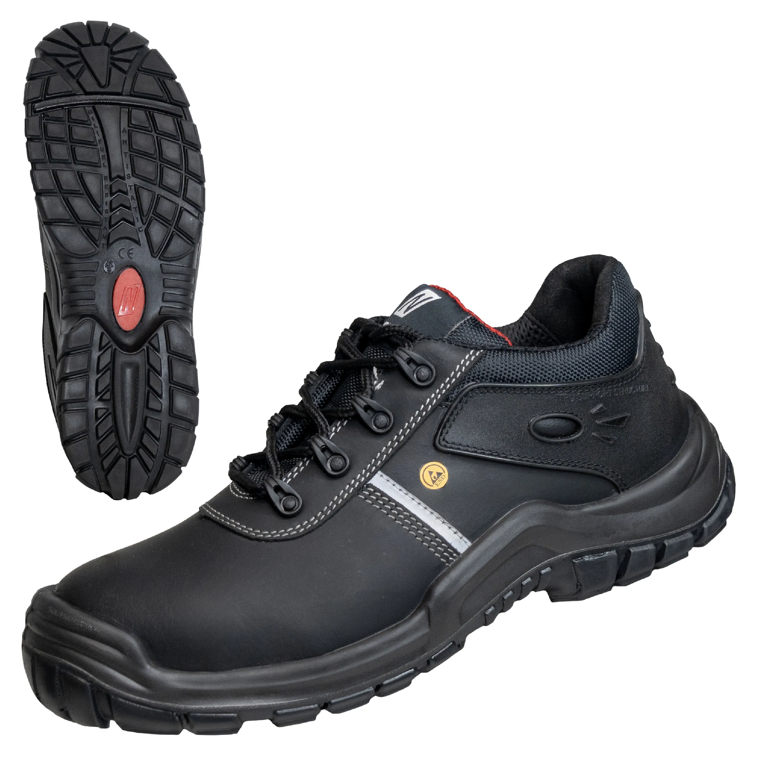 NITRAS UTILITY STEP Sicherheitshalbschuhe in elegantem Schwarz bieten robusten Schutz mit Fiberglas-Zehenkappe und rutschfester Sohle f?r den Arbeitsalltag.