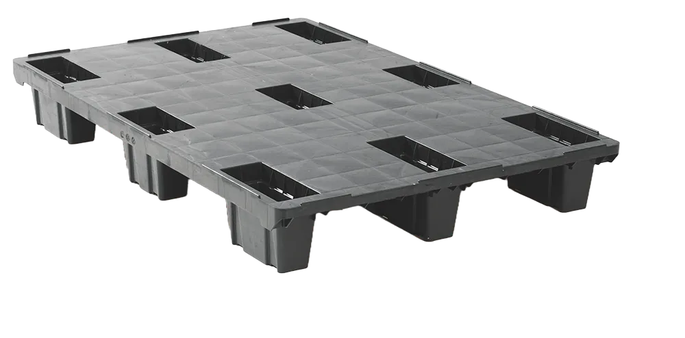 Leichte, nestbare Euro-Kunststoffpalette von Q-PALL, 1200x800 mm, robust und flexibel, ideal f?r Lagerung und Transport. Varianten mit Kufen oder geschlossenem Deck.
