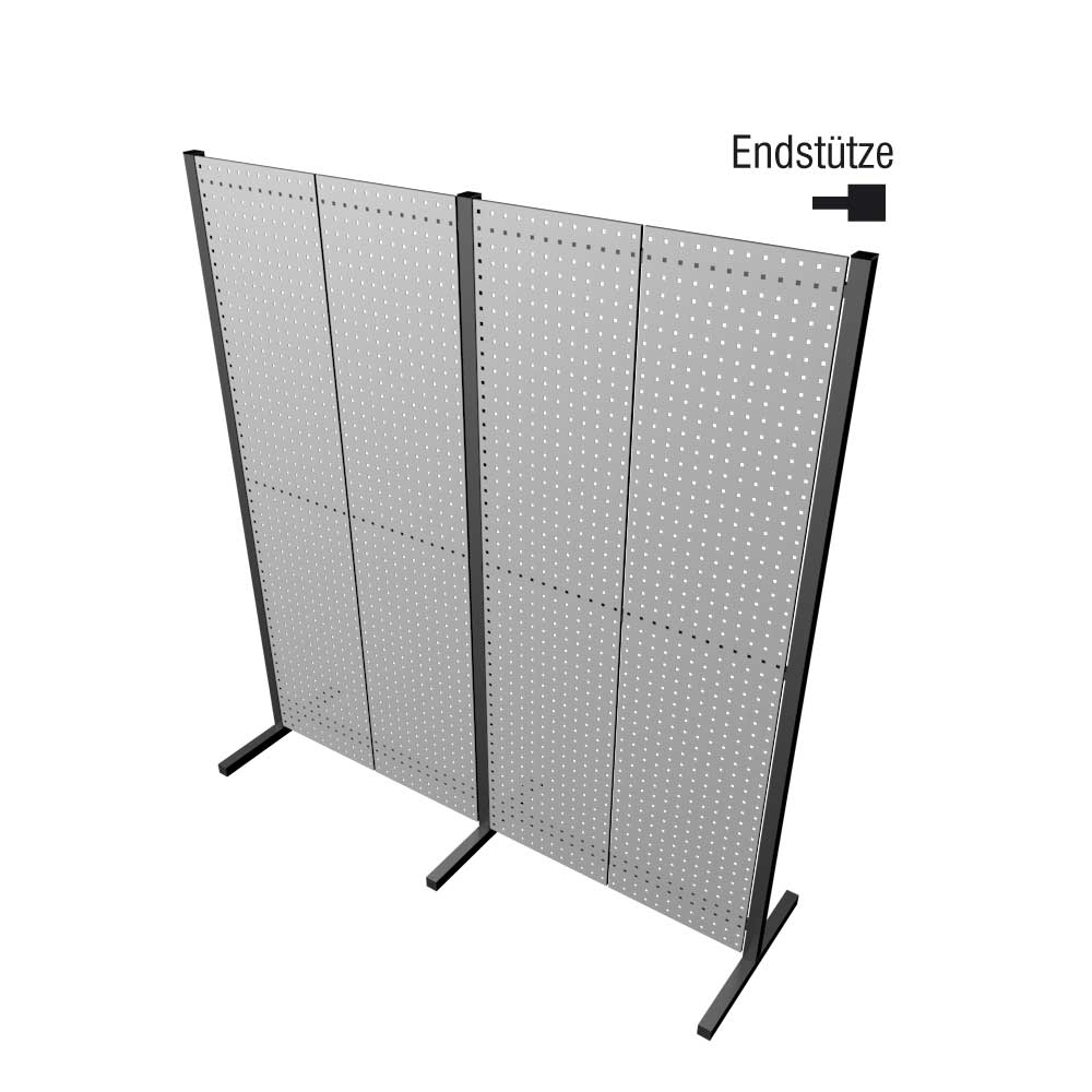 Endstütze Anthrazitgrau von Kappes Systeme für flexible Trennwände, ideal für Büros und Werkstätten, bietet Sichtschutz und Raumtrennung in modernem Design.