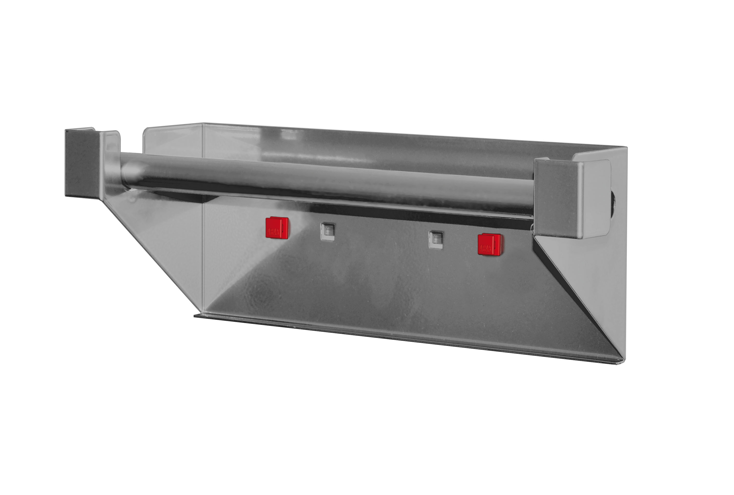 Der ABAX® Abrollhalter von Kappes: 355 mm breit, 100 mm tief, 120 mm hoch, in Anthrazitgrau. Ideal für industrielle Anwendungen mit werkzeugloser Montage.