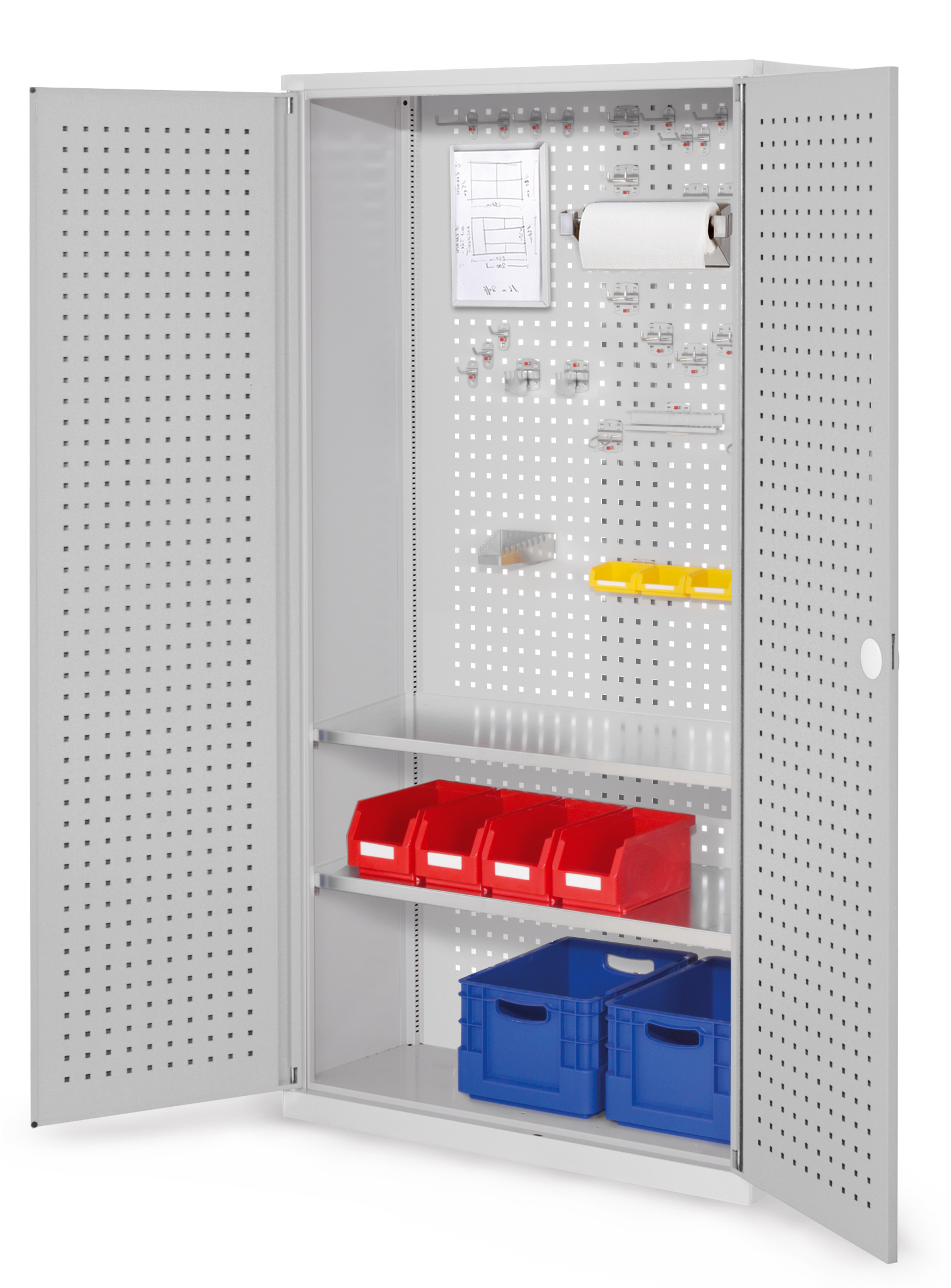 Der RasterPlan Werkzeugschrank Modell 5 410 von Kappes Systeme bietet robuste Stahlkonstruktion, verstellbare Fachböden und ein sicheres Zylinderschloss. Ideal für Industrie.