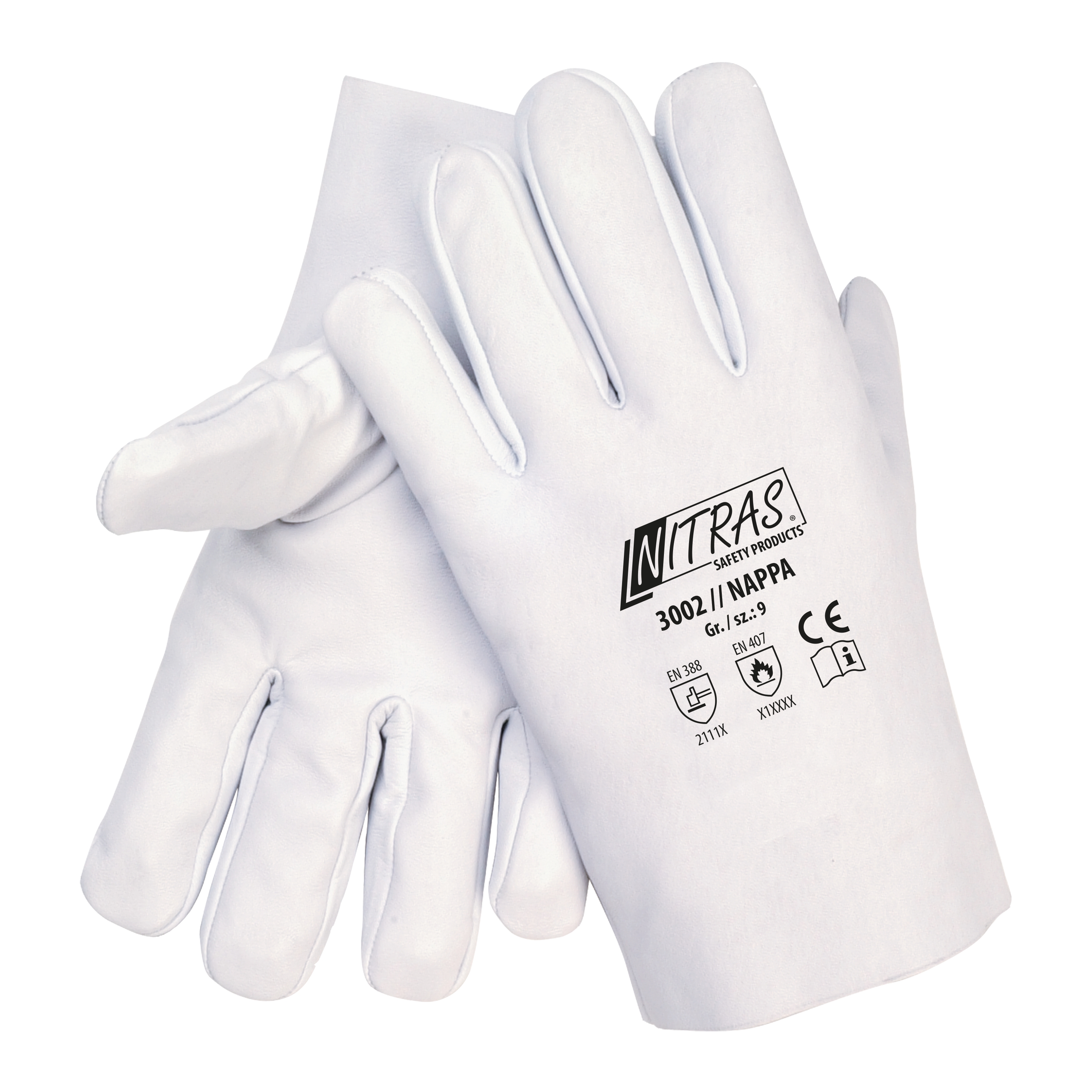 NITRAS NAPPA, Vollnappa-Handschuhe, grau, EN 388, EN 407
