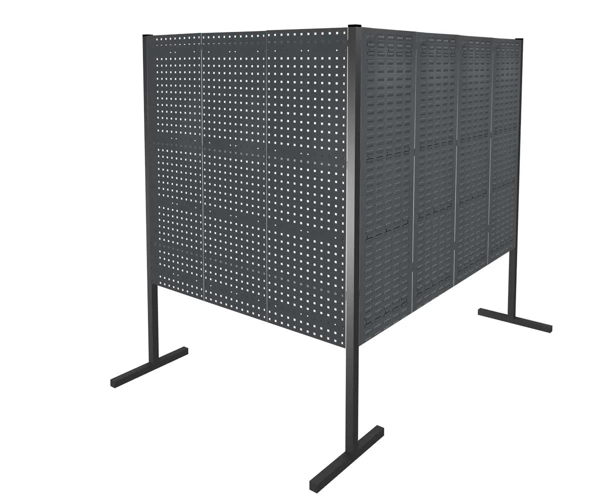 Die ?RasterPlan Trennwand Doppelfeld 90? von Kappes Systeme GmbH bietet flexible Raumgestaltung mit robusten Loch- und Schlitzplatten in elegantem RAL 7016.