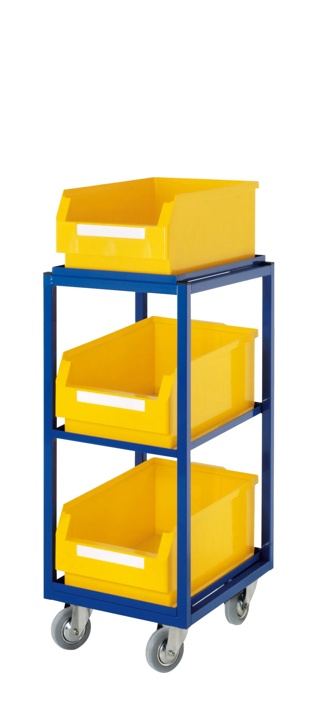 Der Beistell- und Kommissionierwagen Modell 12 von Kappes Systeme in Enzianblau bietet robuste, flexible Lager- und Transportl?sungen mit langlebiger Stahlkonstruktion.