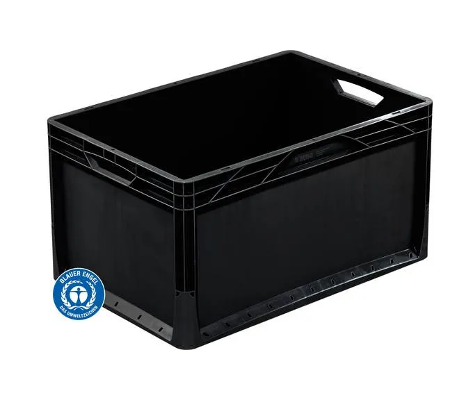 Basicline Eurobeh?lter 600x400x320 mm: Umweltfreundlich, stabil und vielseitig. Hergestellt aus recycelbarem PP-C, zertifiziert mit "Blauer Engel". Ideal f?r Transport.