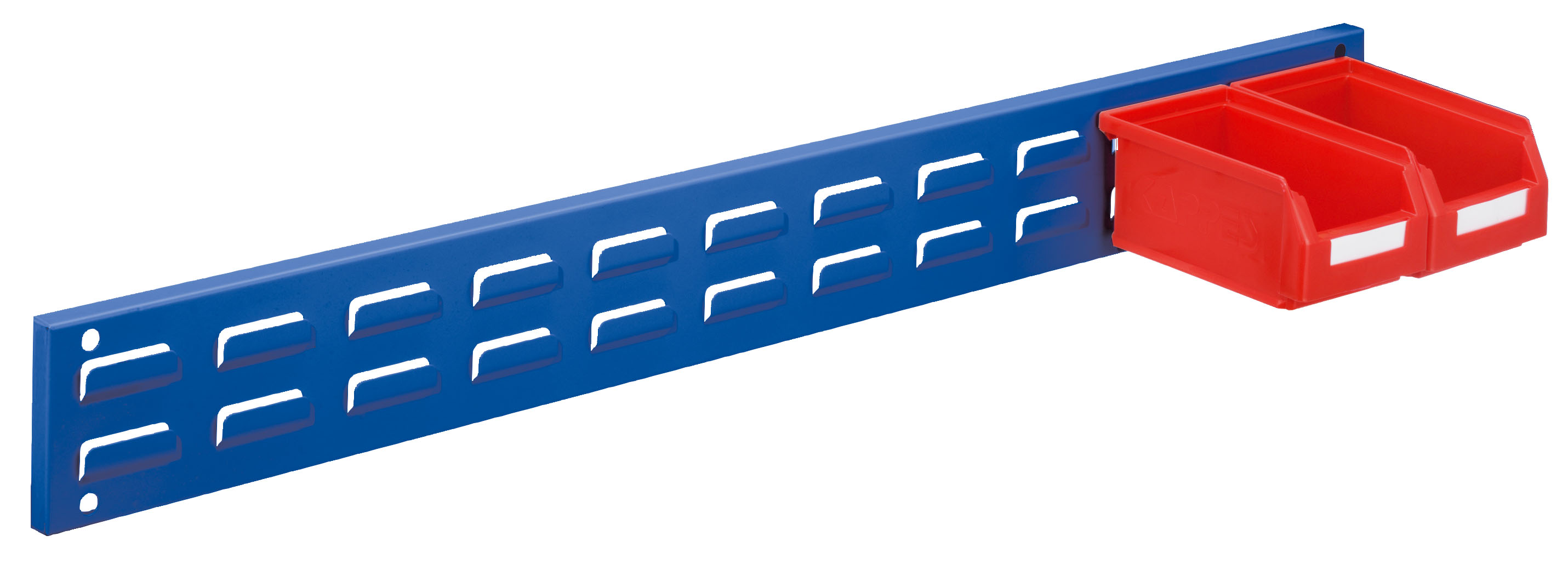 RasterPlan Wandschiene Schlitzplatte von Kappes: Robuste, langlebige Lösung zur Werkzeugorganisation, flexibel anpassbar, in Enzianblau, 920x100 mm.