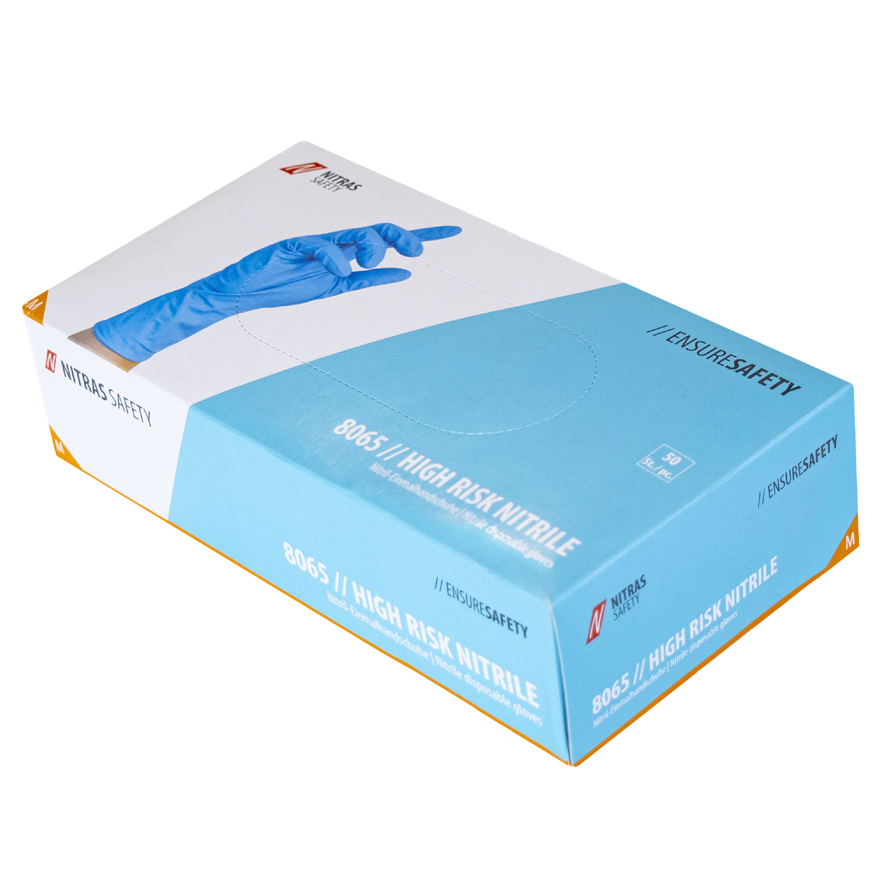 NITRAS HIGH RISK NITRILE, Nitril-Einmalhandschuhe, blau, EN ISO 374, EN 388, Box Ã  50 Stück (Gr. 2XL - Box Ã  45 Stück)