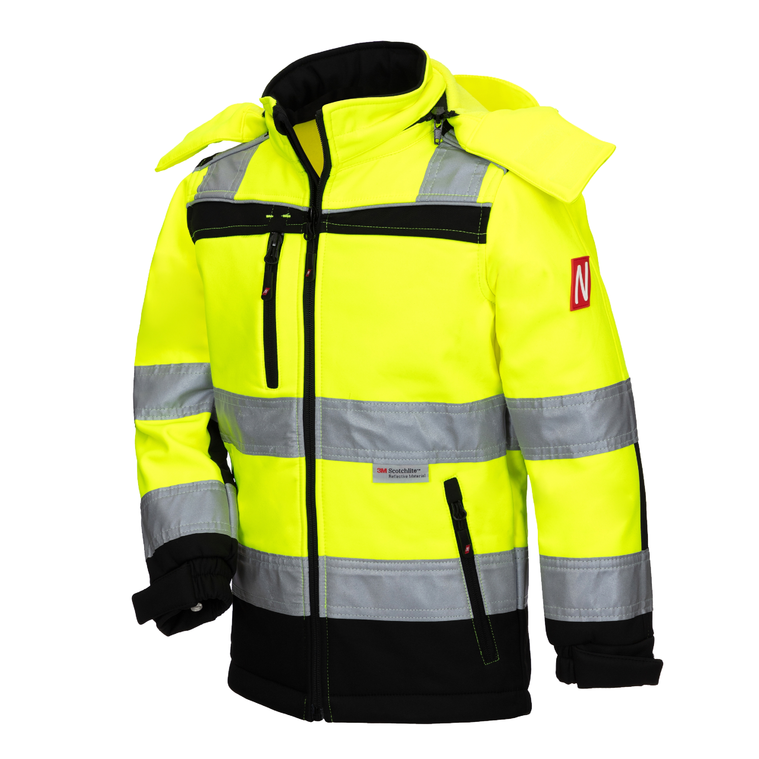 NITRAS MOTION TEX KIDS, Warnschutz-Softshelljacke, neongelb / schwarz, EN ISO 13688, EN 1150