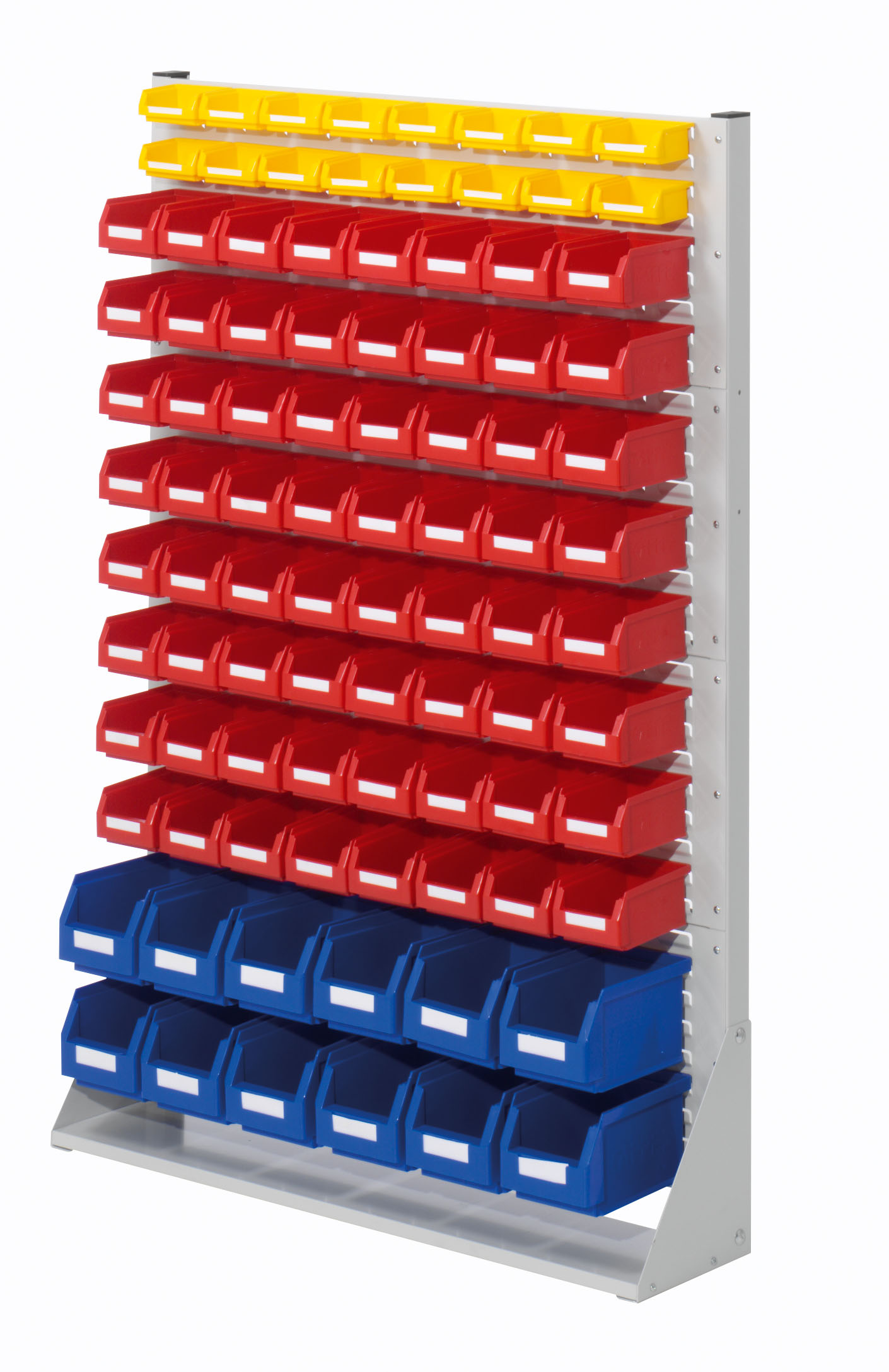 ®RasterPlan Systemeinheit Gr.4 einseitig H1450 x B1000 x T240 mm RAL 7035. Modell 41 inklusiv Lagersichtkasten 12 x Größe 6 64 x Größe 7 16 x Größe 8.