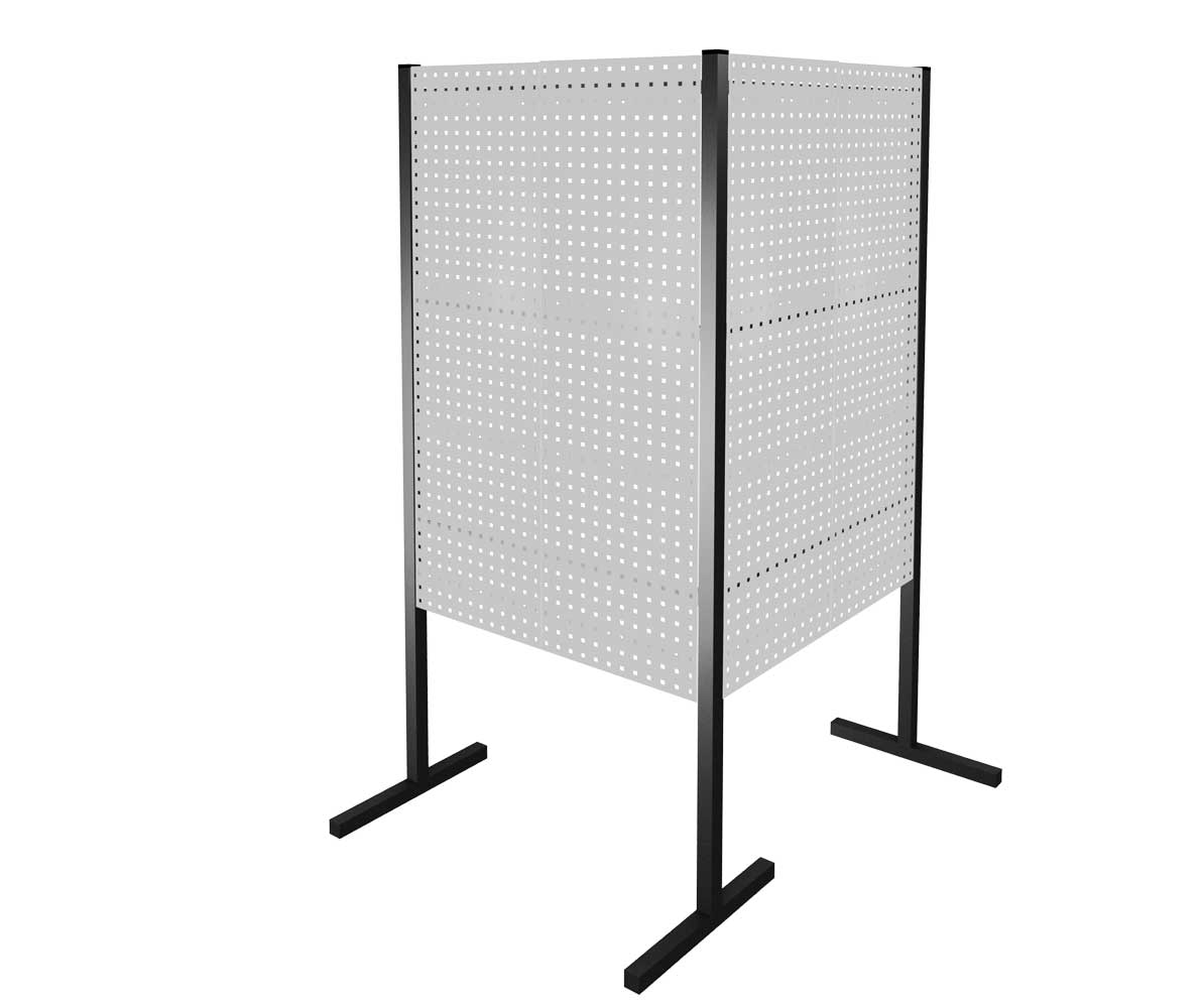 Das ®RasterPlan Trennwand Doppelfeld 90° von Kappes Systeme GmbH bietet flexible Raumtrennung mit Maßen 1000x1000x1500 mm in RAL 7035, inkl. 4 Lochplatten.