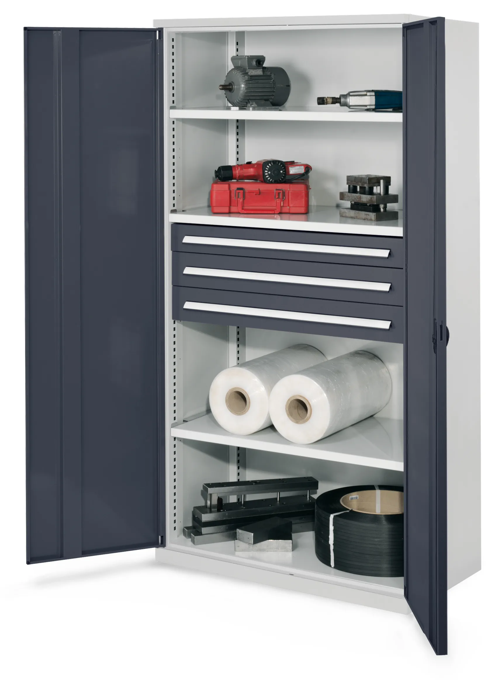 Der Schwerlastschrank Mod 43 von Kappes Systeme GmbH bietet robuste Aufbewahrung mit 1,65 Tonnen Tragkraft, verstellbaren Fachb?den und sicherem Zylinderschloss.