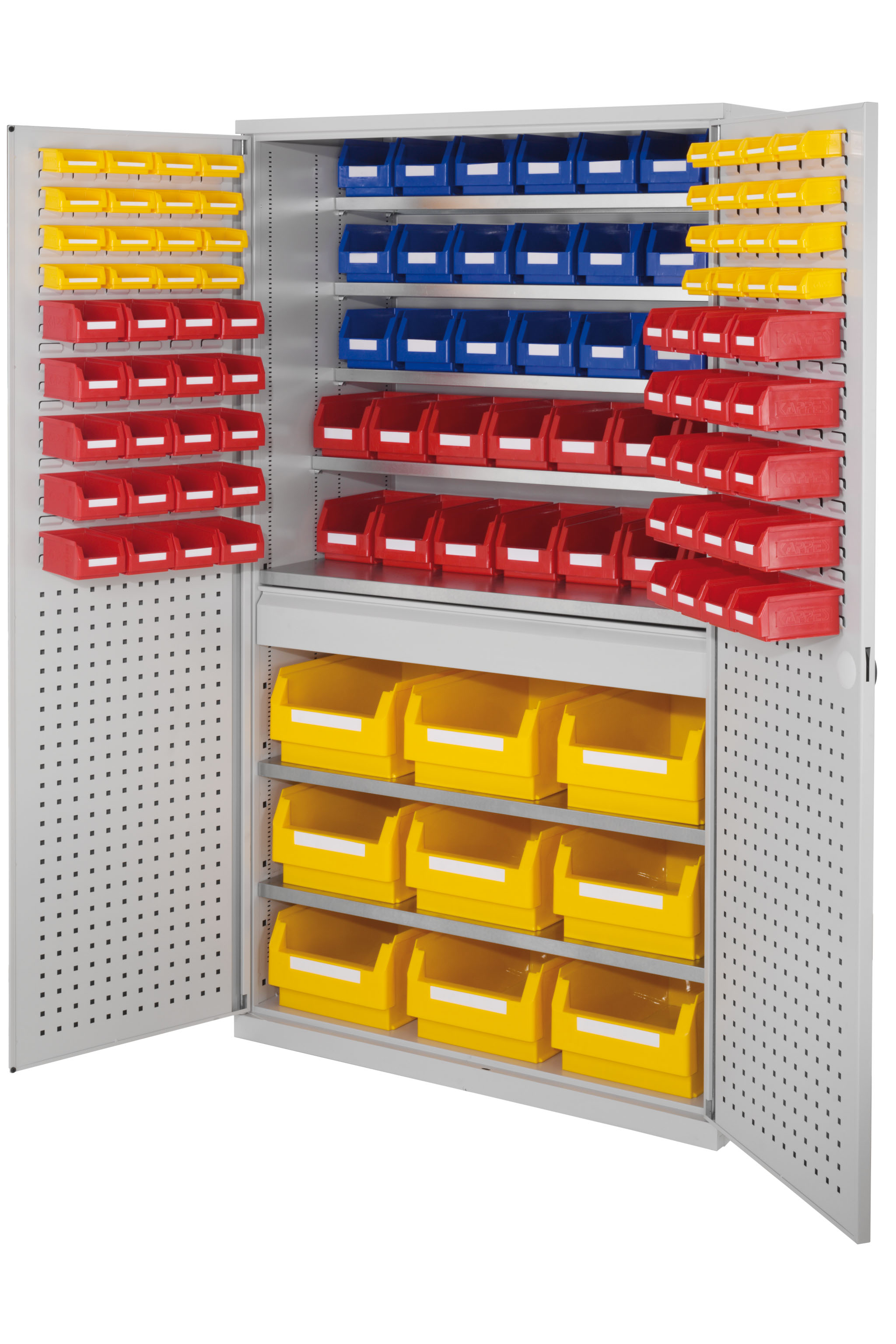 Der Gro?raumschrank Modell 31 von Kappes Systeme bietet robuste Stahlkonstruktion, flexible Schubladen und Lagersichtk?sten, ideal f?r vielseitige Lagerl?sungen.