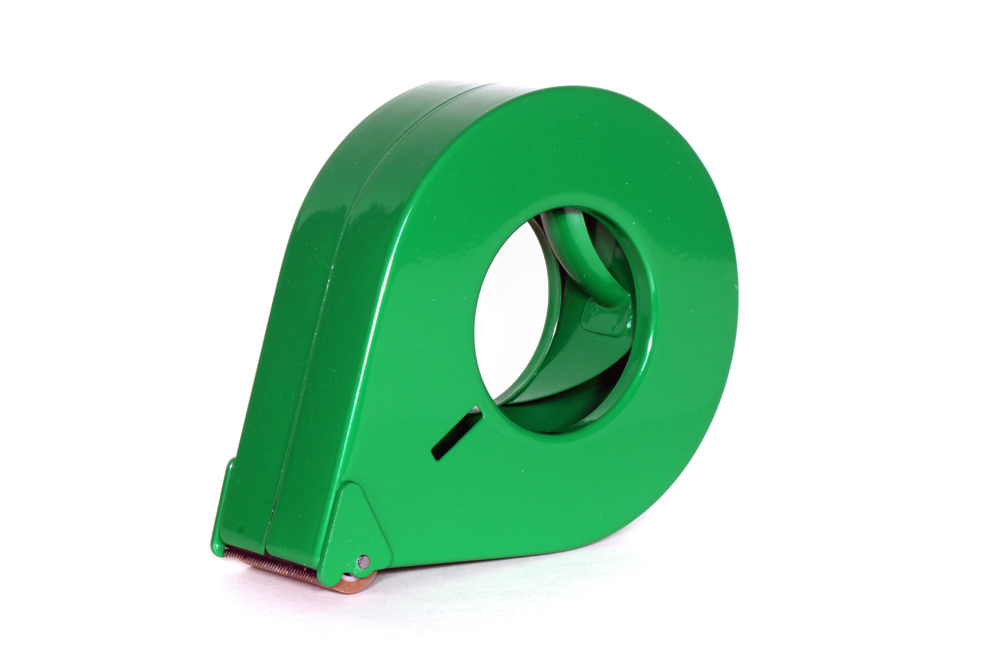 Handabroller aus Metall Grün mit Abrollbremse, 50mm Bandbreite, 142mm Außendurchmesser