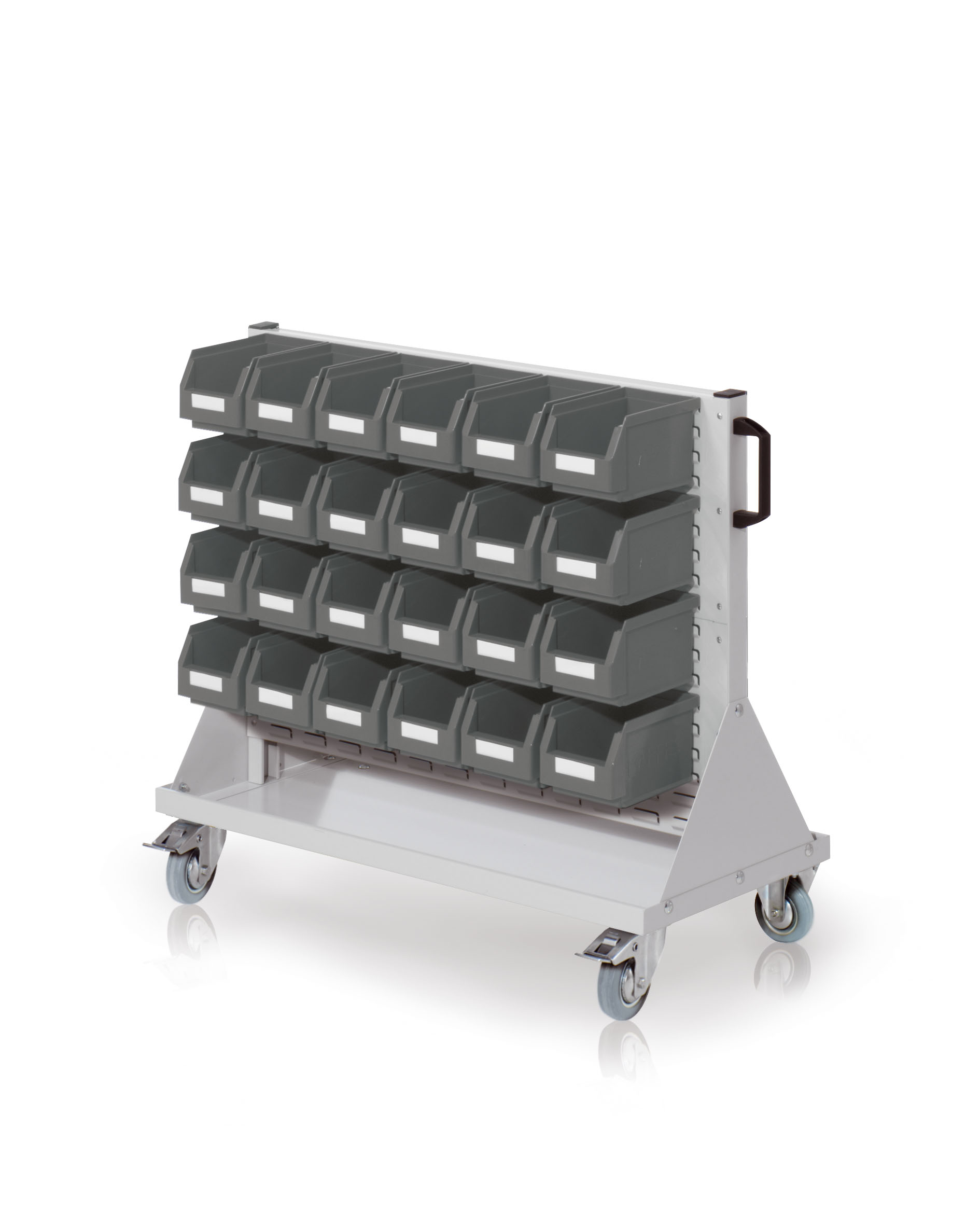 Der RasterMobil Rollwagen Gr. 2 Modell E68 von Kappes Systeme ist ein robuster, vielseitiger Transportwagen mit ergonomischem Design und modularer Bauweise.