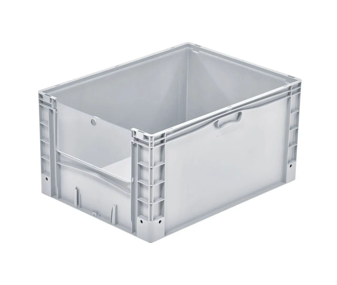 Produktbild des Euro-Norm-Beh?lters basicline plus von Bekuplast, 800x600x420 mm, grau, mit Entnahmeklappe, ideal f?r Lagerung und Transport gro?er Waren.